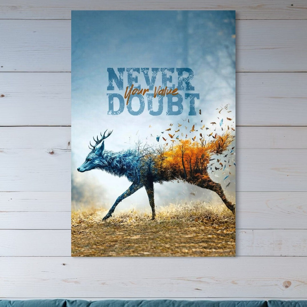 Tablou Canvas Premium, LuxCanva® Q1024, Forta in Tranzitie, Valoare, Putere, Motivational, Cerb, Animal, Natura, Schimbare, Evolutie, Birou, Dormitor