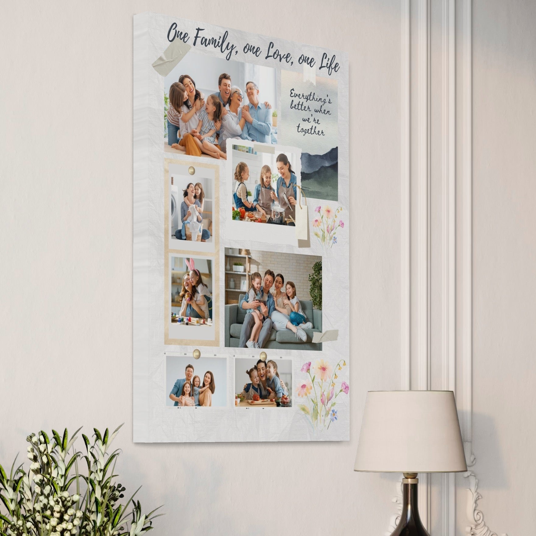 Tablou Canvas Personalizat cu 7 Poze Pentru Familie " One Family, one Love, one Life", PS109