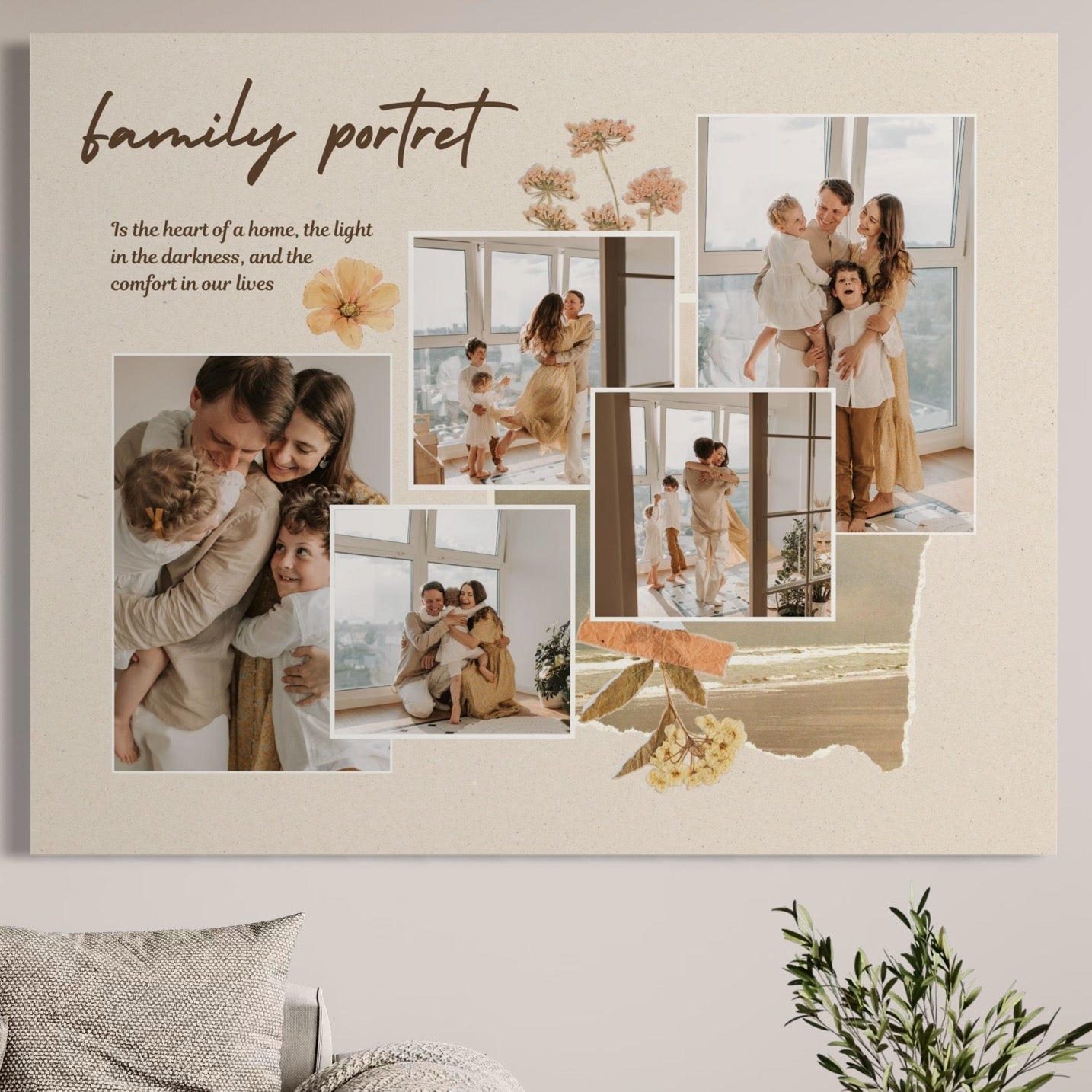 Tablou canvas cu tablou personalizat tip colaj foto de familie