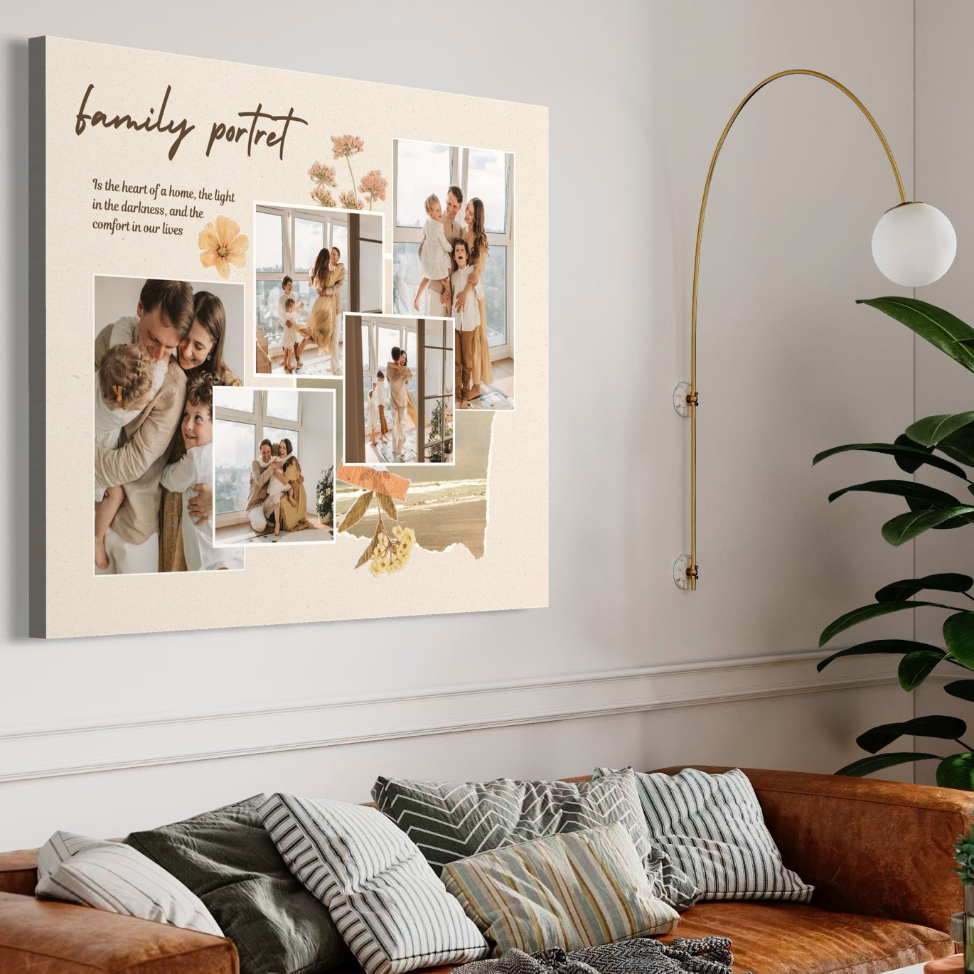 Tablou Canvas Personalizat cu 5 Poze Pentru Familie "Family Portret", PS110