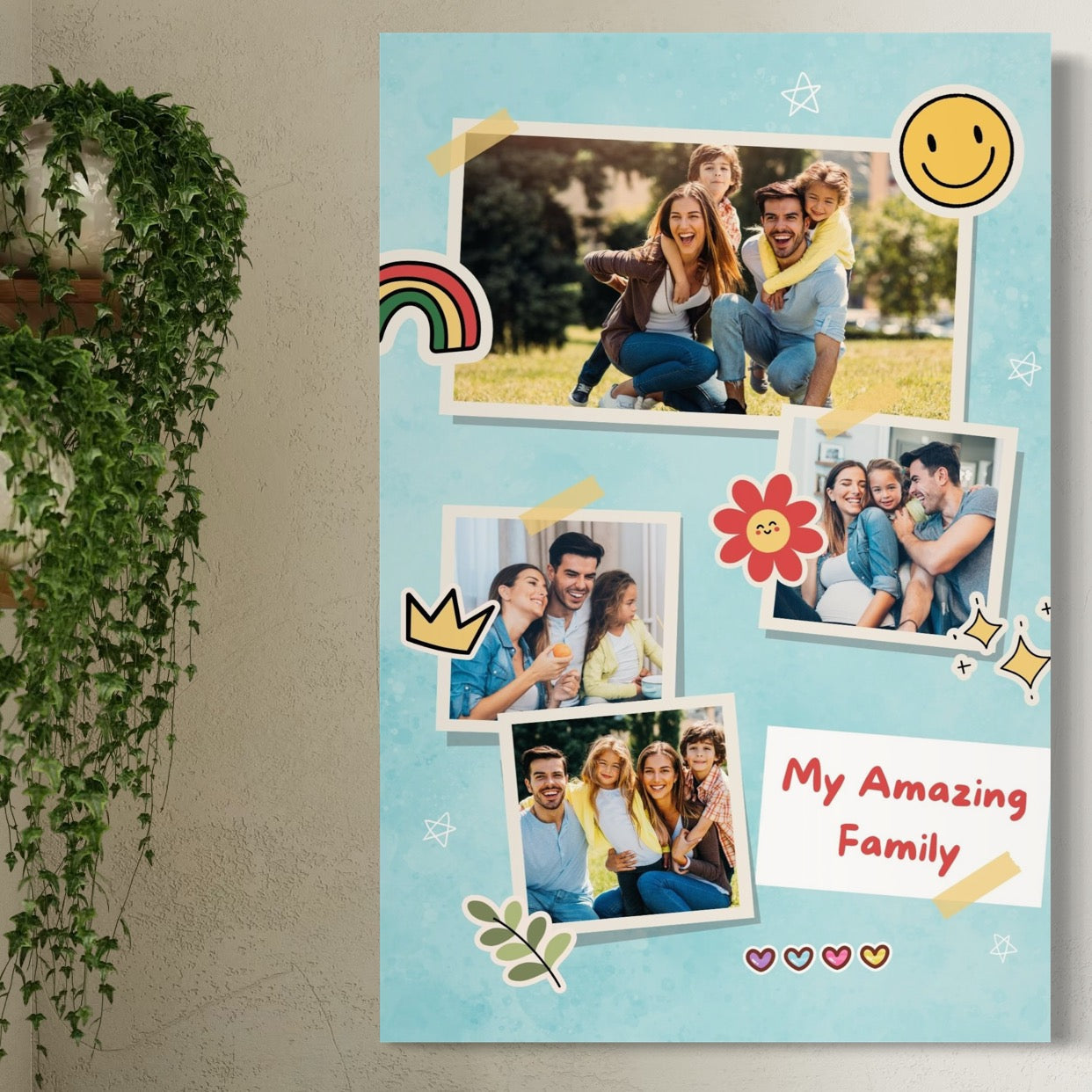 Tablou canvas cu tablou personalizat cu colaj foto familie