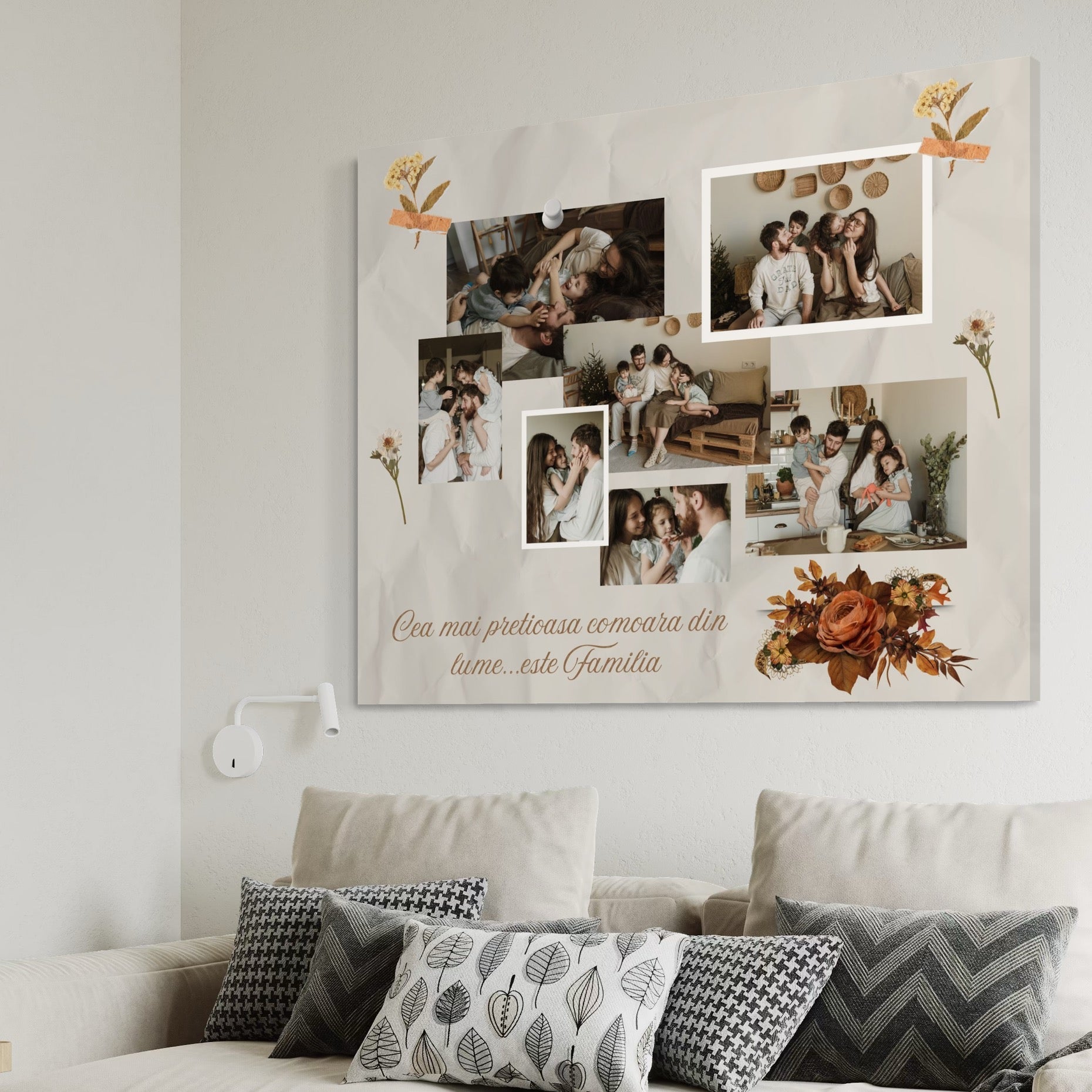 Tablou canvas personalizat cu fotografii de familie, tablou canvas pentru perete