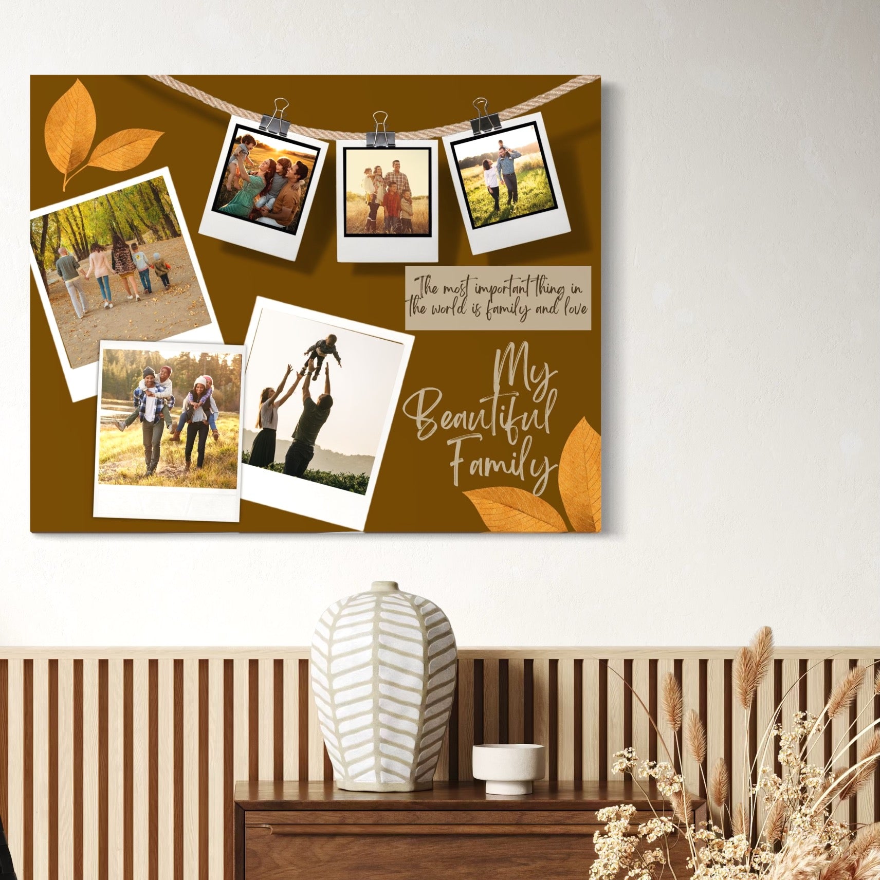 Imagine cu tablou personalizat cu fotografii de familie, tiparita pe panza canvas