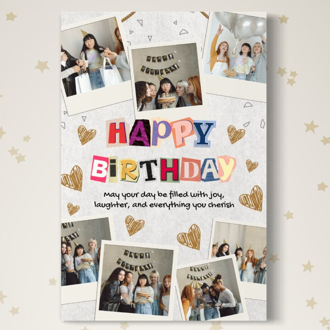 Tablou Canvas Personalizat cu 7 Poze Pentru Aniversari " Happy Birthday", PS121
