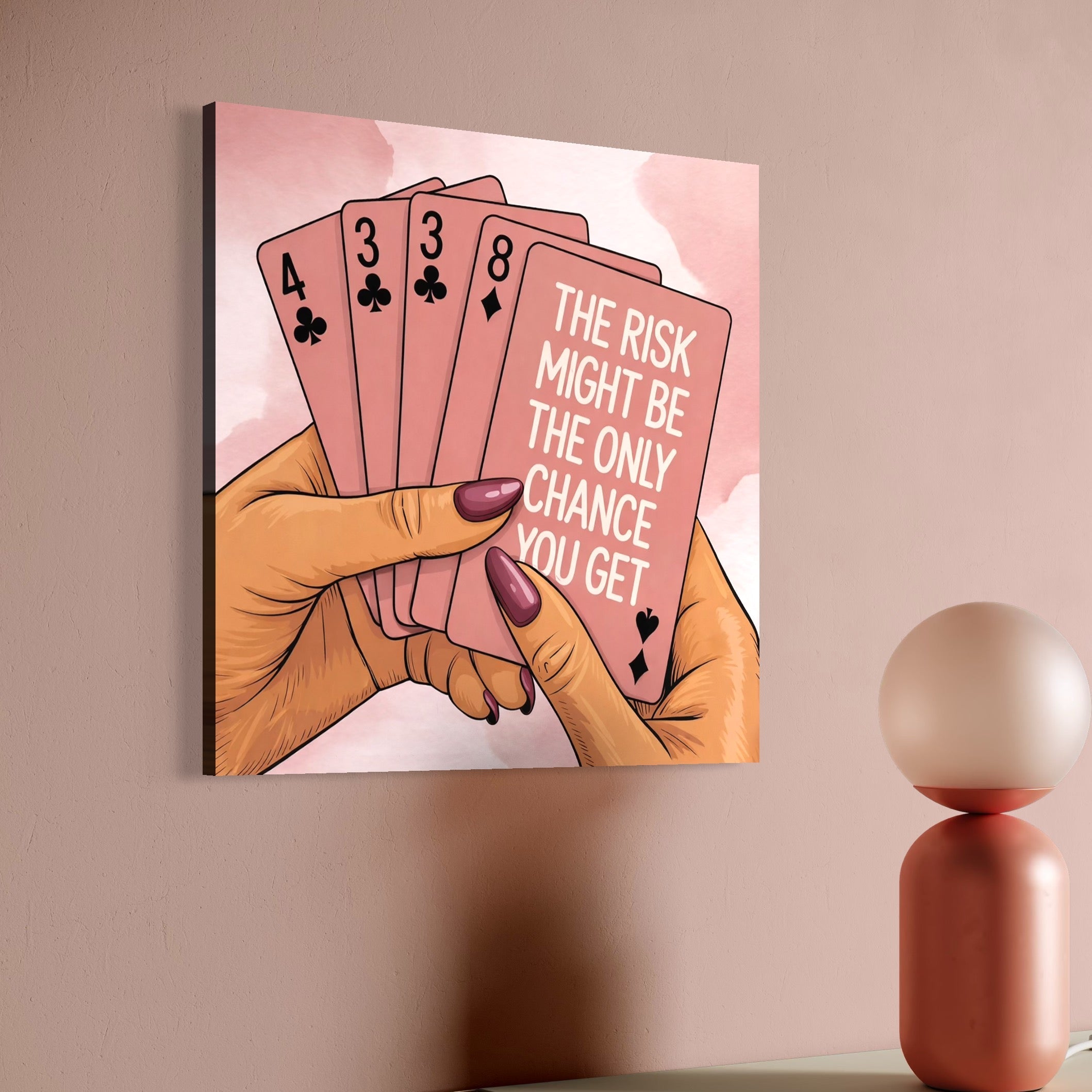 Tablou Canvas Premium, LuxCanva® Q1036, Totul sau Nimic, Risc, Poker, Noroc, Putere, Carti, Control, Motivatie, Strategie, Feminitate, Birou, Dormitor