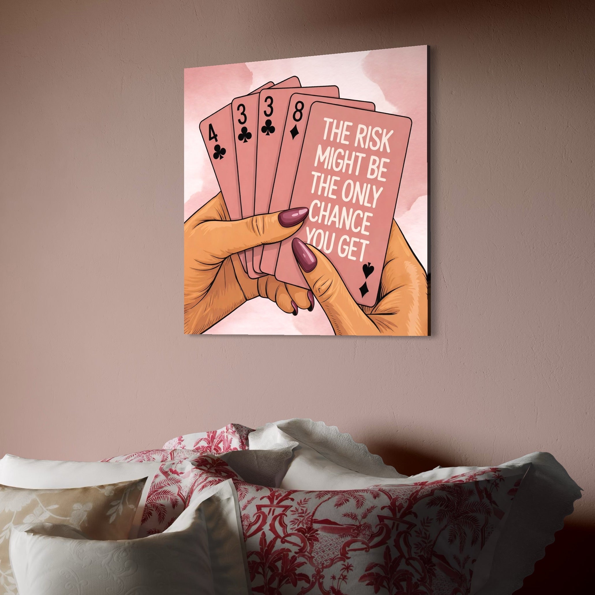 Tablou Canvas Premium, LuxCanva® Q1036, Totul sau Nimic, Risc, Poker, Noroc, Putere, Carti, Control, Motivatie, Strategie, Feminitate, Birou, Dormitor