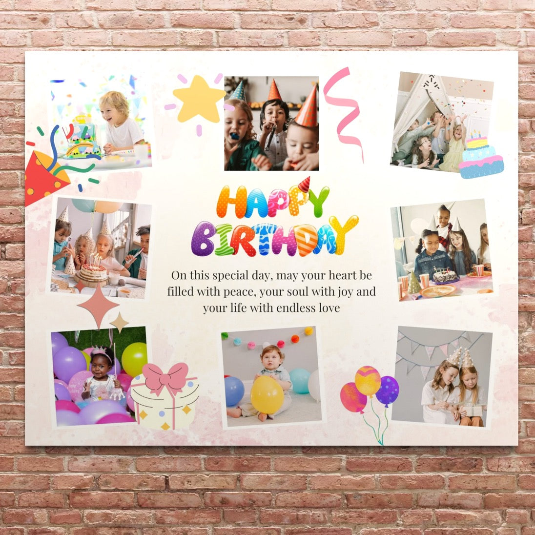 Tablou Canvas Personalizat cu 8 Poze Pentru Aniversari " Happy Birthday", PS124