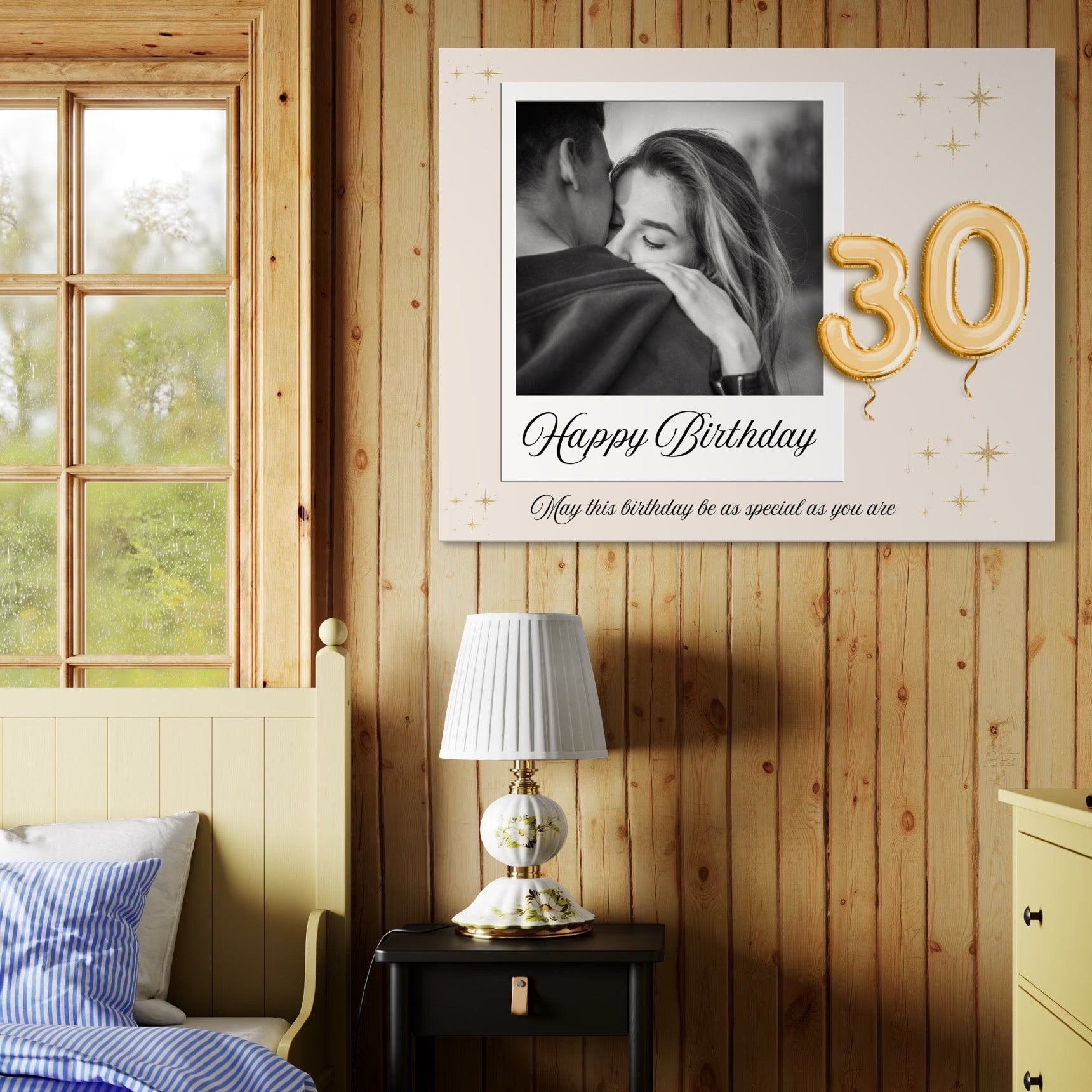 Tablou Canvas Personalizat cu 1 Poza Pentru Aniversari " Happy Birthday 30", PS126