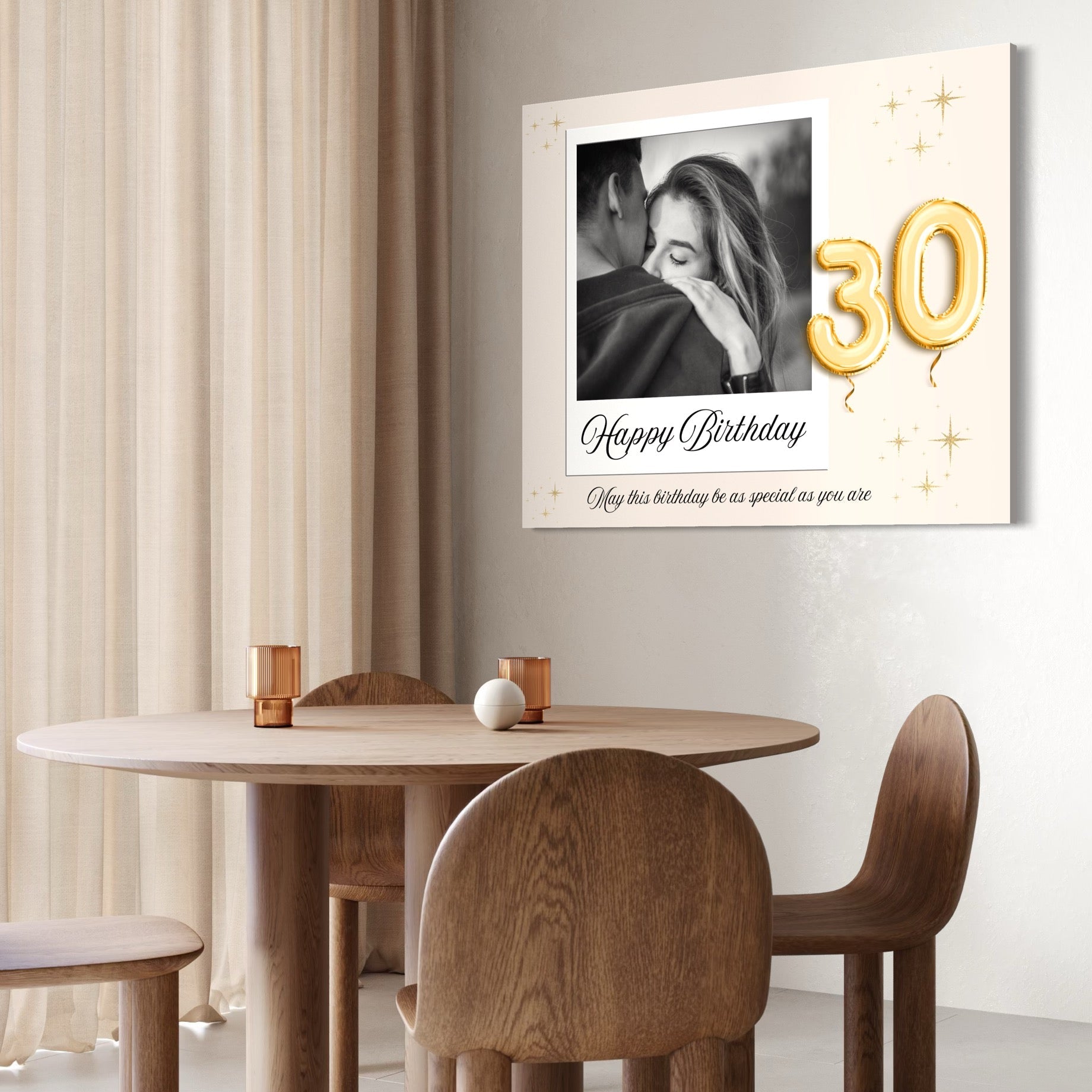 Tablou Canvas Personalizat cu 1 Poza Pentru Aniversari " Happy Birthday 30", PS126