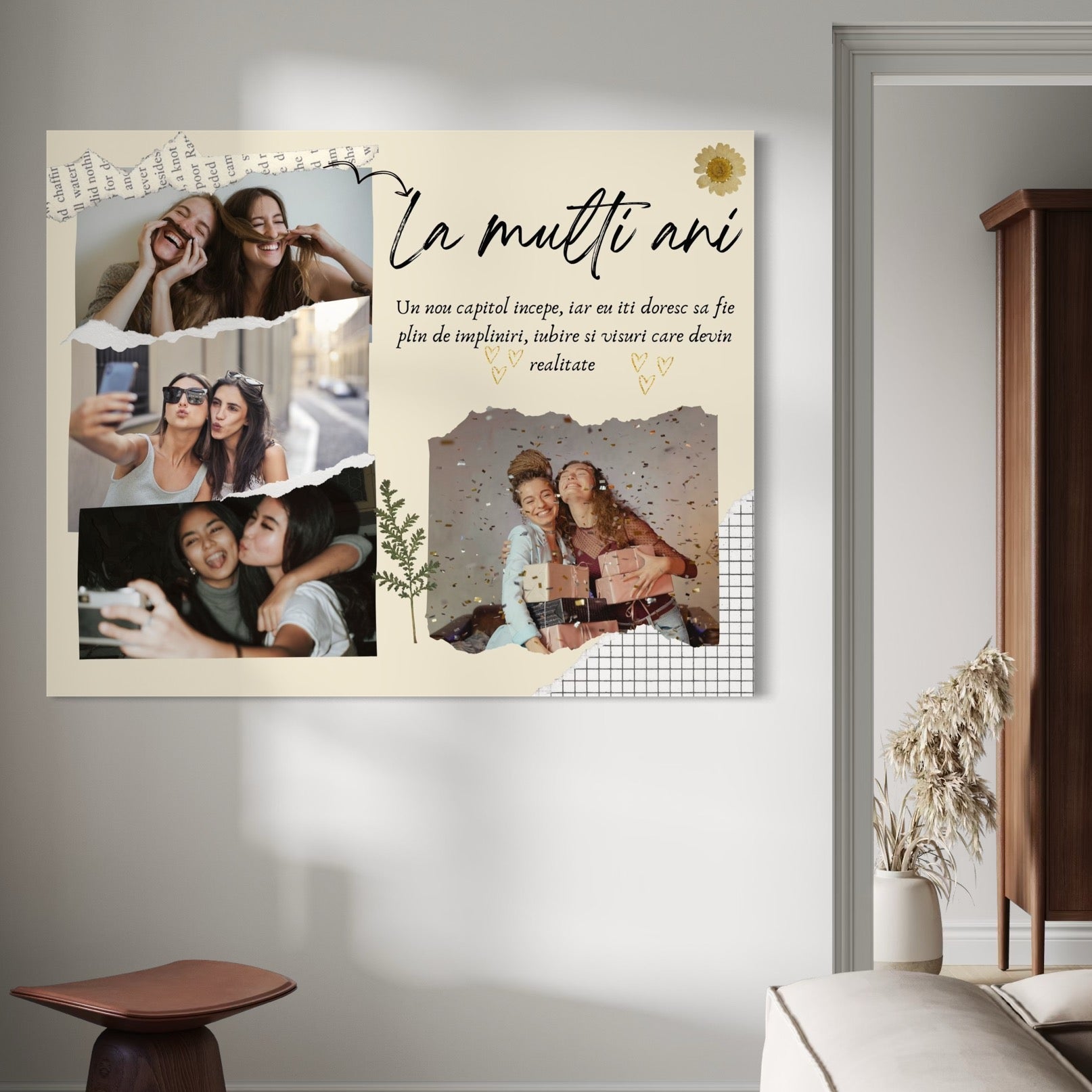 Tablou Canvas Personalizat cu 4 Poze Pentru Aniversari " La Multi Ani", PS127