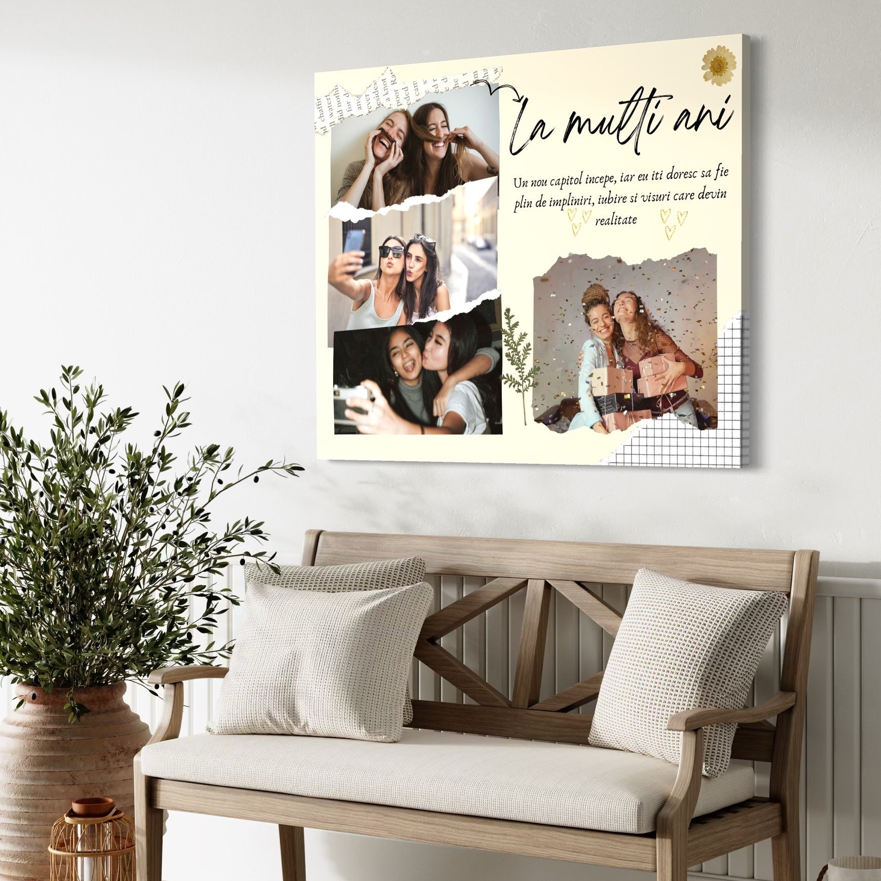 Tablou Canvas Personalizat cu 4 Poze Pentru Aniversari " La Multi Ani", PS127