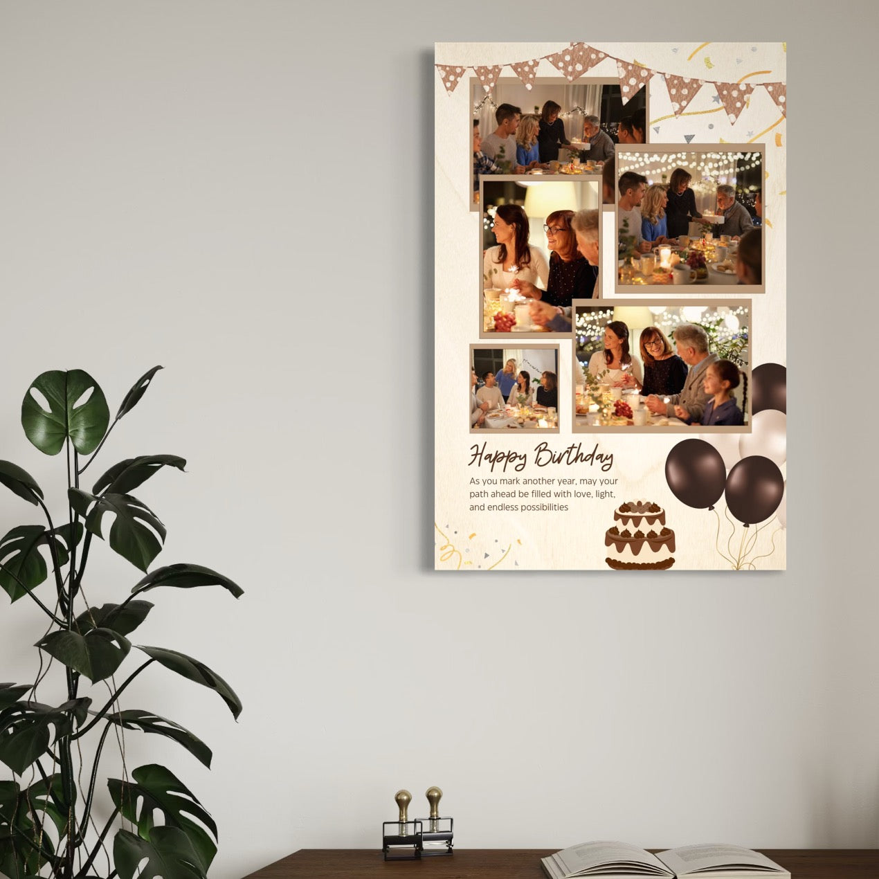 Tablou Canvas Personalizat cu 5 Poze Pentru Aniversari " Happy Birthday", PS128