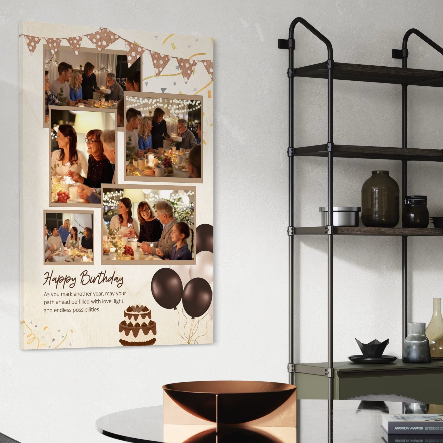 Tablou Canvas Personalizat cu 5 Poze Pentru Aniversari " Happy Birthday", PS128