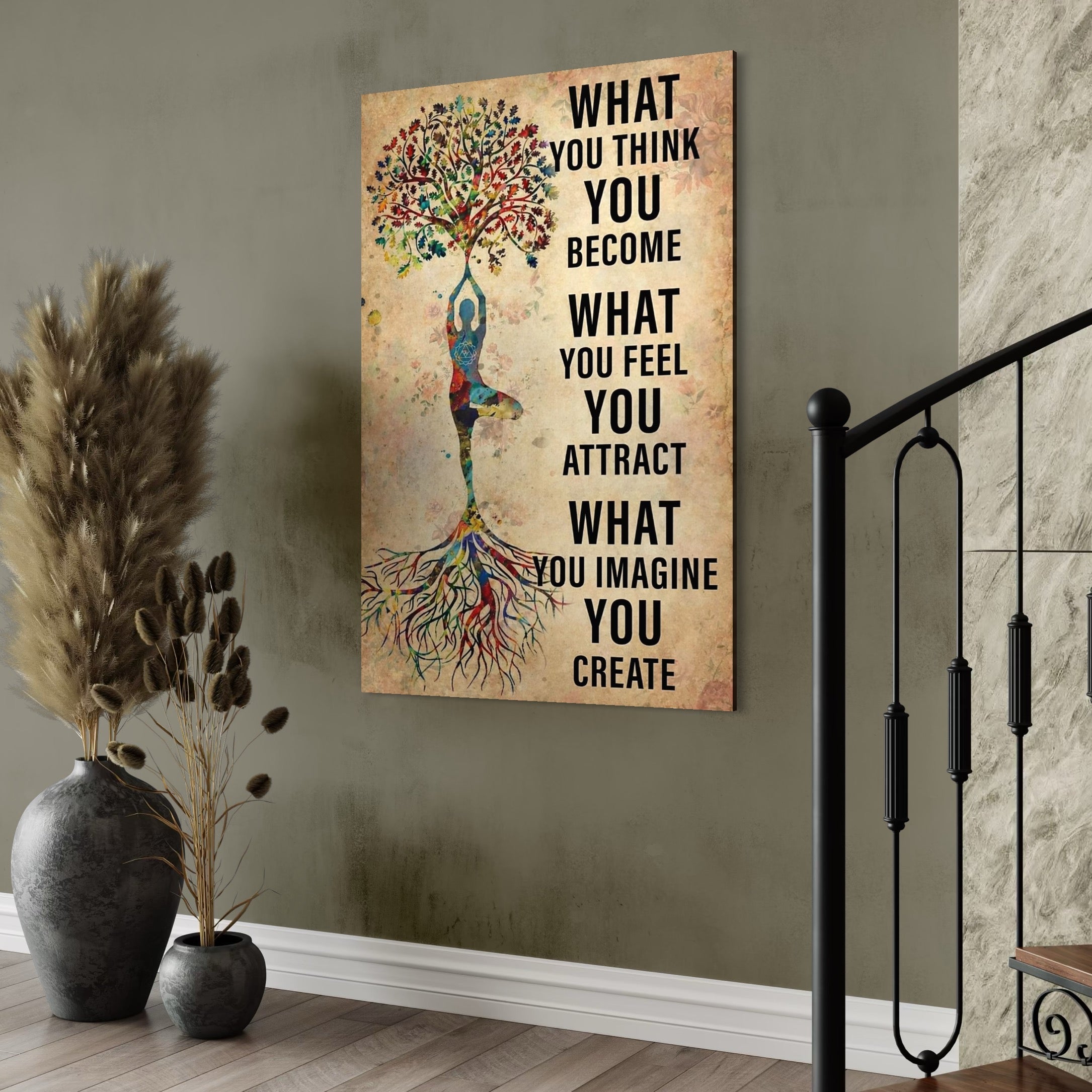 Tablou Canvas Premium, LuxCanva® Q1041, Armonia Sinelui, Energie, Echilibru, Yoga, Ambitie, Pace, Motivatie, Manifestare, Birou, Dormitor