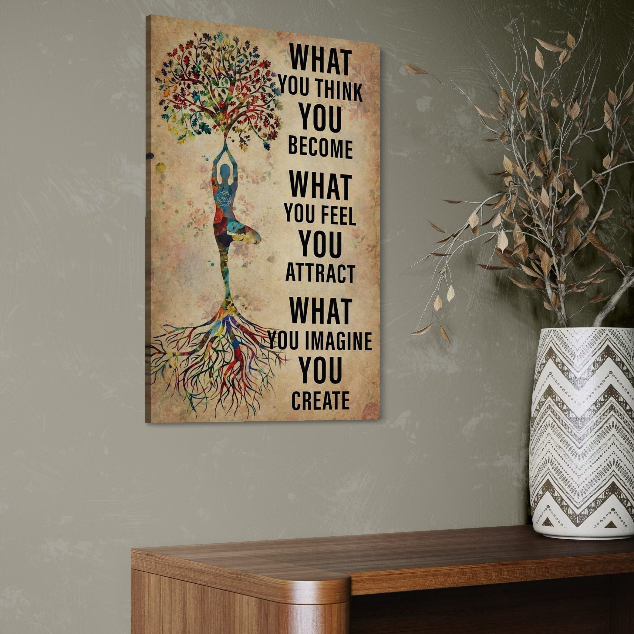 Tablou Canvas Premium, LuxCanva® Q1041, Armonia Sinelui, Energie, Echilibru, Yoga, Ambitie, Pace, Motivatie, Manifestare, Birou, Dormitor