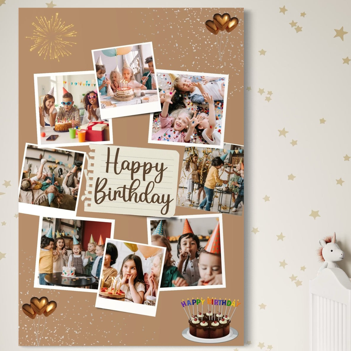 Tablou Canvas Personalizat cu 8 Poze Pentru Aniversari " Happy Birthday", PS130