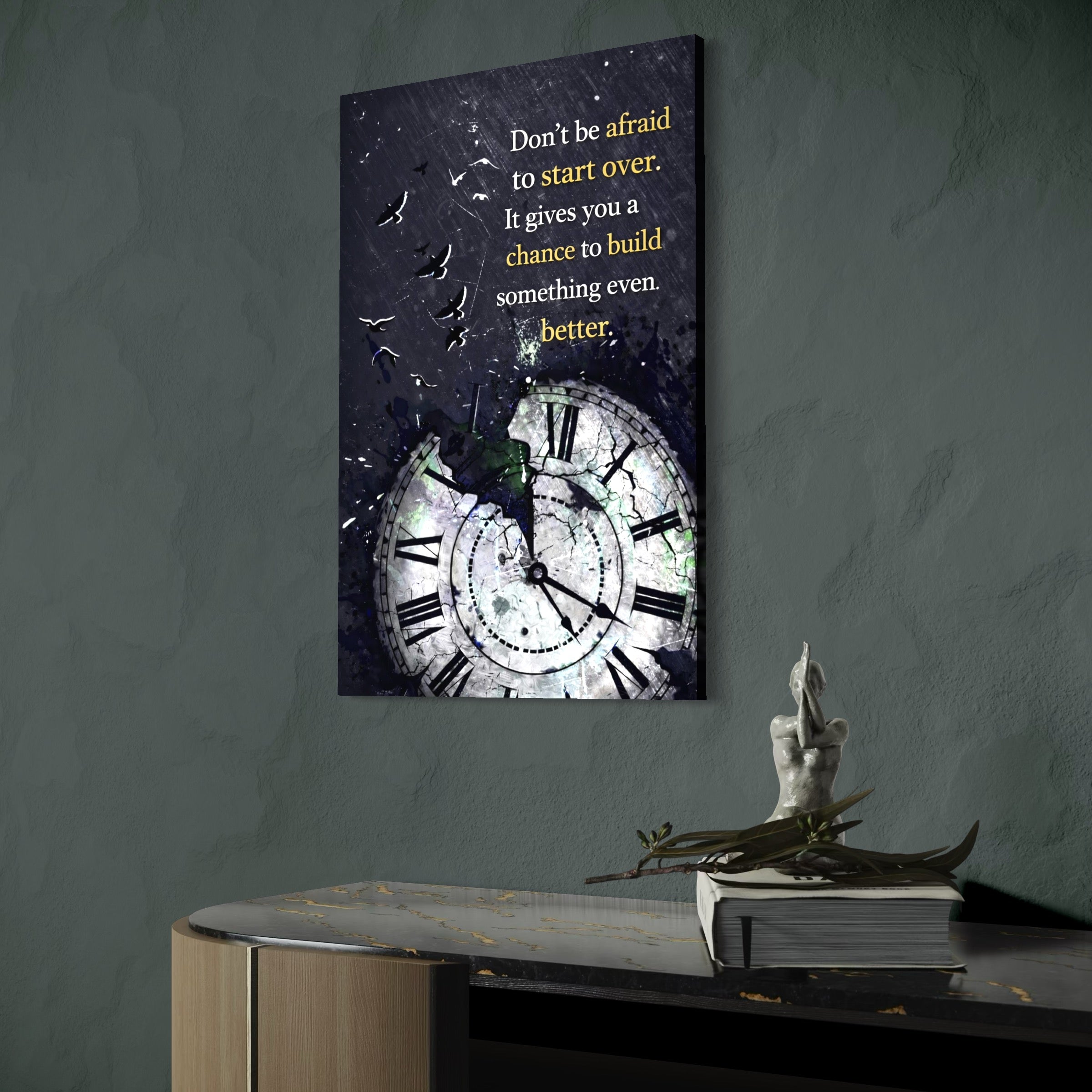 Tablou Canvas Premium, LuxCanva® Q1042, A Doua Sansa, Timp, Ceas, Renastere, Evolutie, Transformare, Succes, Inspiratie, Birou, Dormitor