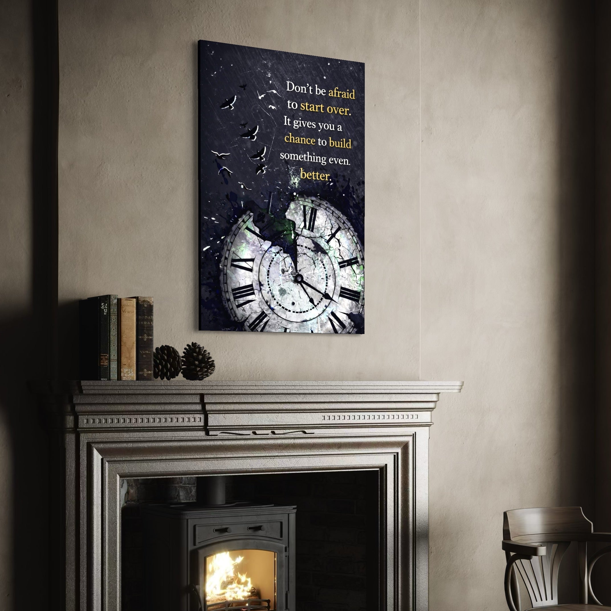 Tablou Canvas Premium, LuxCanva® Q1042, A Doua Sansa, Timp, Ceas, Renastere, Evolutie, Transformare, Succes, Inspiratie, Birou, Dormitor