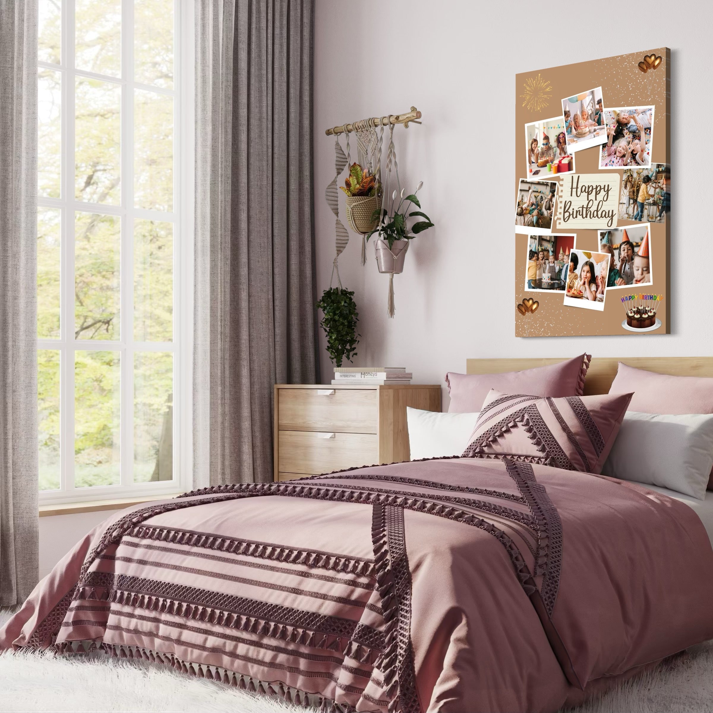 Tablou Canvas Personalizat cu 8 Poze Pentru Aniversari " Happy Birthday", PS130