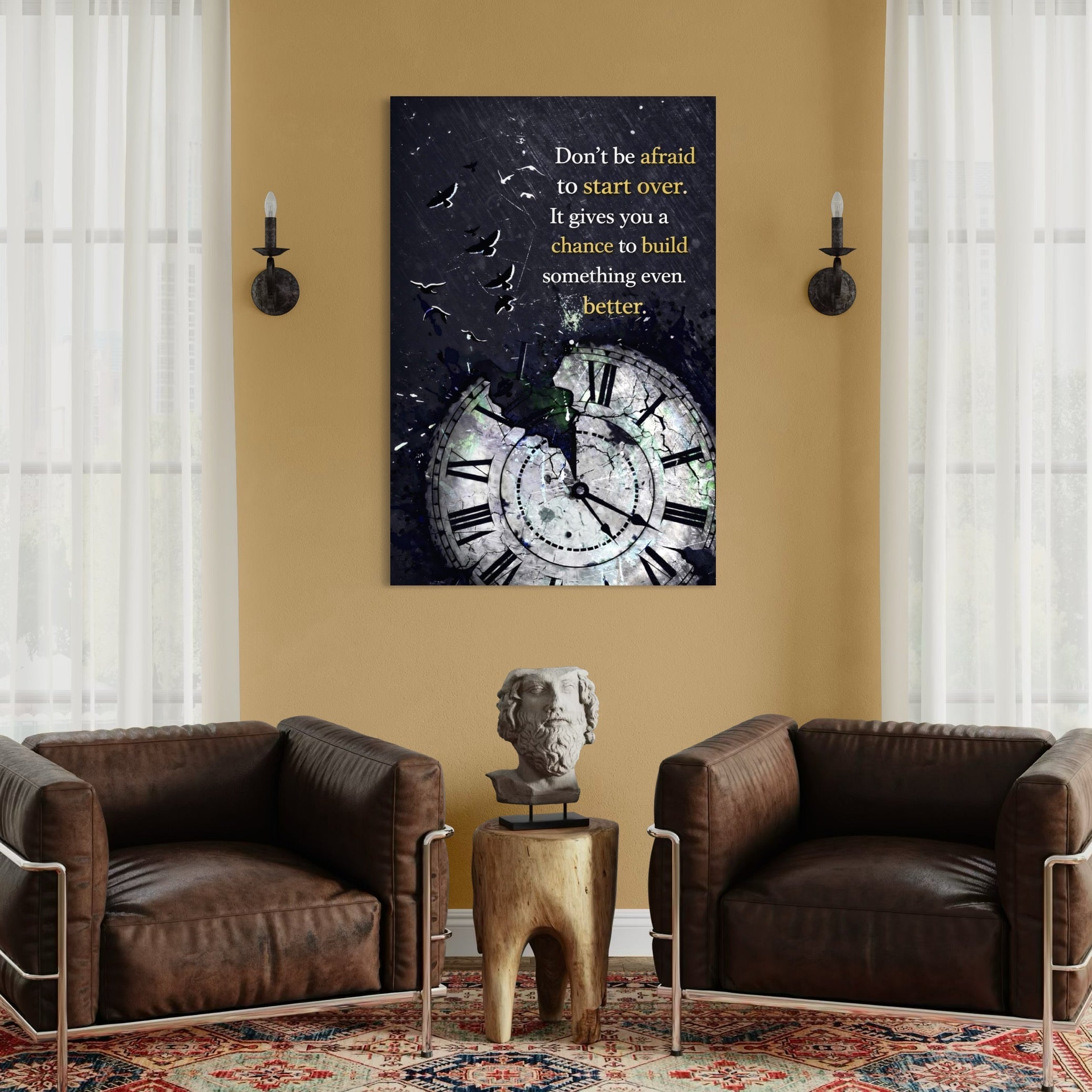 Tablou Canvas Premium, LuxCanva® Q1042, A Doua Sansa, Timp, Ceas, Renastere, Evolutie, Transformare, Succes, Inspiratie, Birou, Dormitor