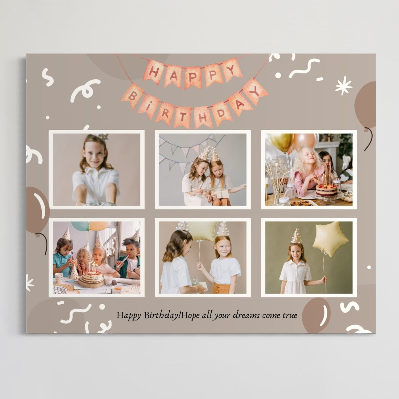 Tablou Canvas Personalizat cu 6 Poze Pentru Aniversari " Happy Birthday", PS133
