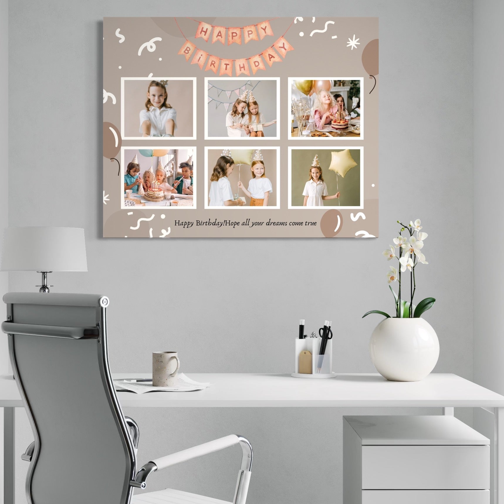 Tablou canvas decorativ cu tablou canvas aniversar cu sase fotografii