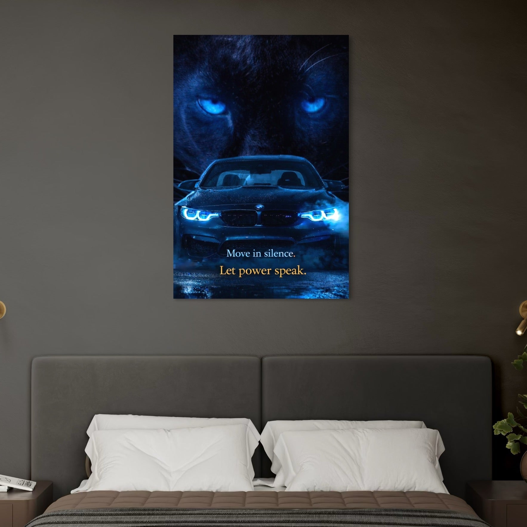 Tablou Canvas Premium, LuxCanva® Q1044, Stapan pe Drumul Vietii, Masina, Pantera, Noapte, Putere, Control, Determinare, Motivatie, Lider, Birou, Dormitor