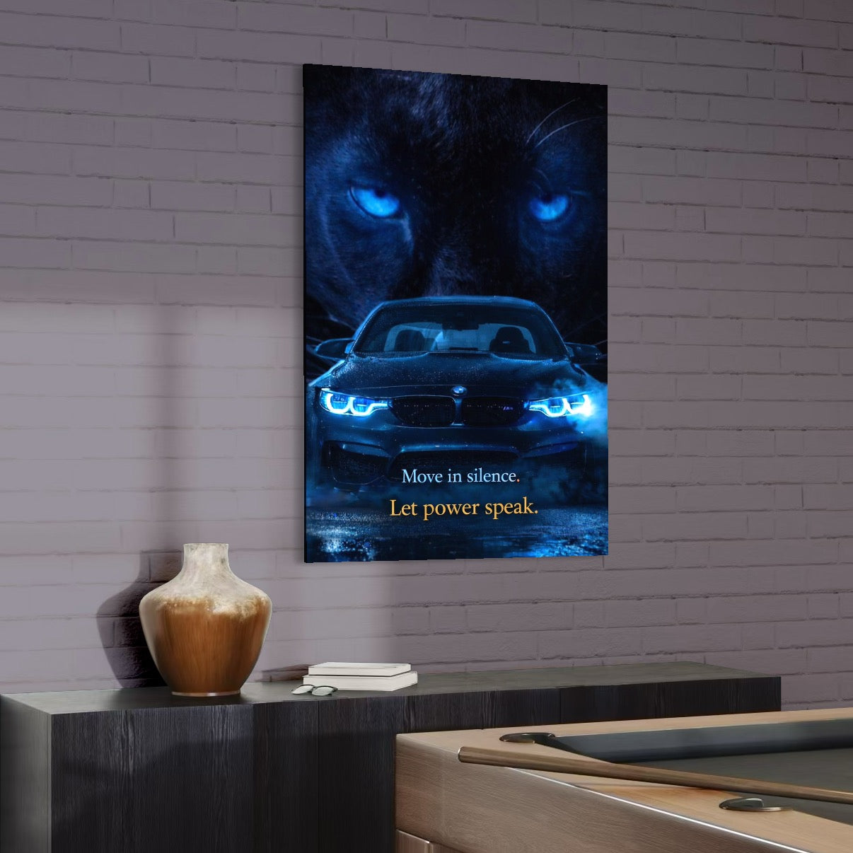 Tablou Canvas Premium, LuxCanva® Q1044, Stapan pe Drumul Vietii, Masina, Pantera, Noapte, Putere, Control, Determinare, Motivatie, Lider, Birou, Dormitor