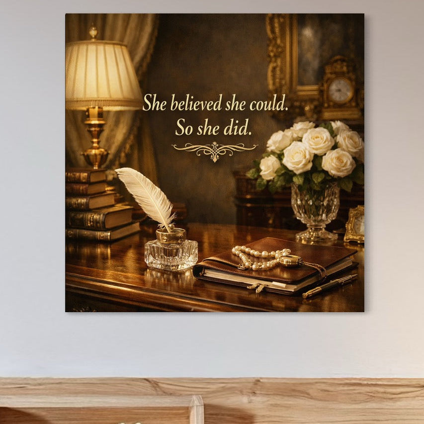 Tablou Canvas Premium, LuxCanva® Q1045, Incredere Absoluta, Flori, Bijuterii, Vintage, Clasic, Business, Lider, Putere, Ambitie, Birou, Dormitor