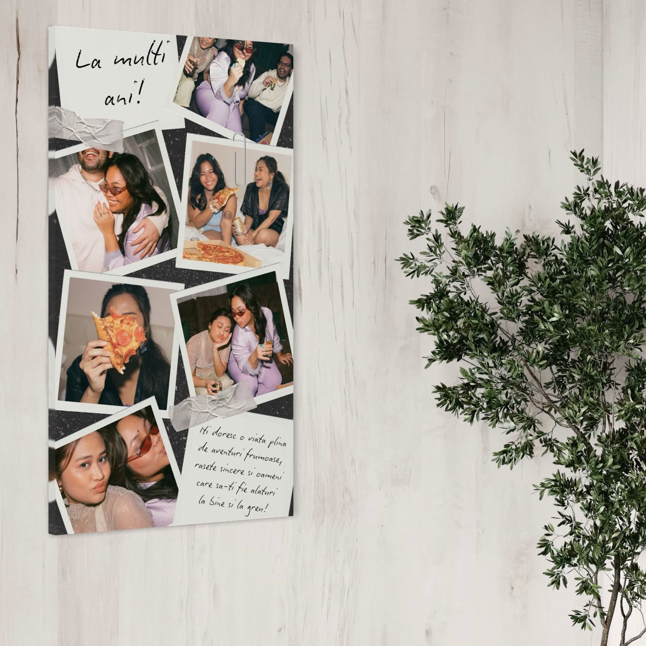 Imagine cu tablou canvas cu colaj foto personalizat, tiparita pe panza canvas