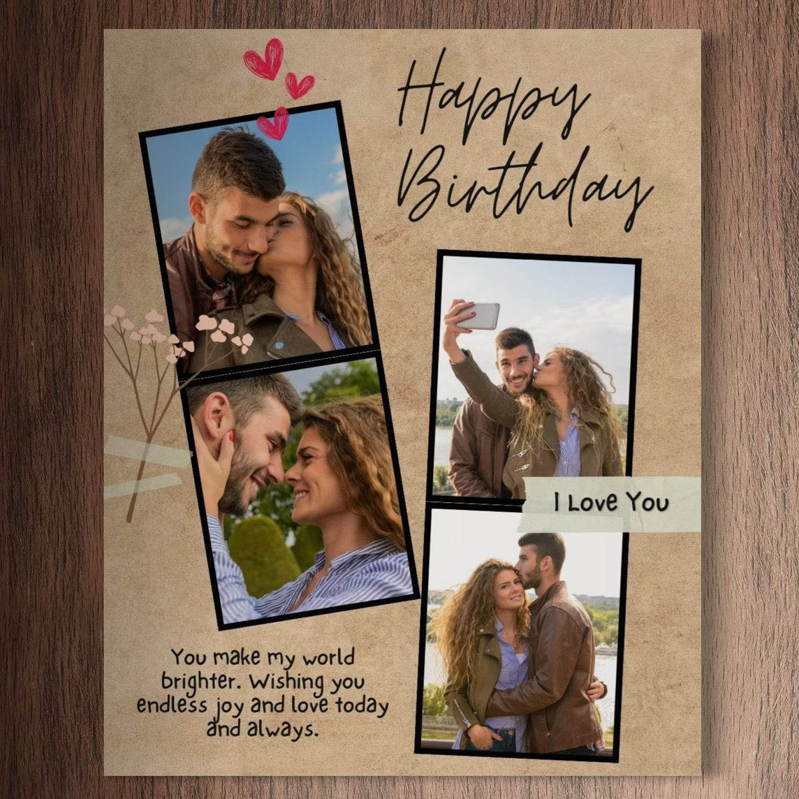 Tablou Canvas Personalizat cu 4 Poze Pentru Aniversari " Happy Birthday", PS138