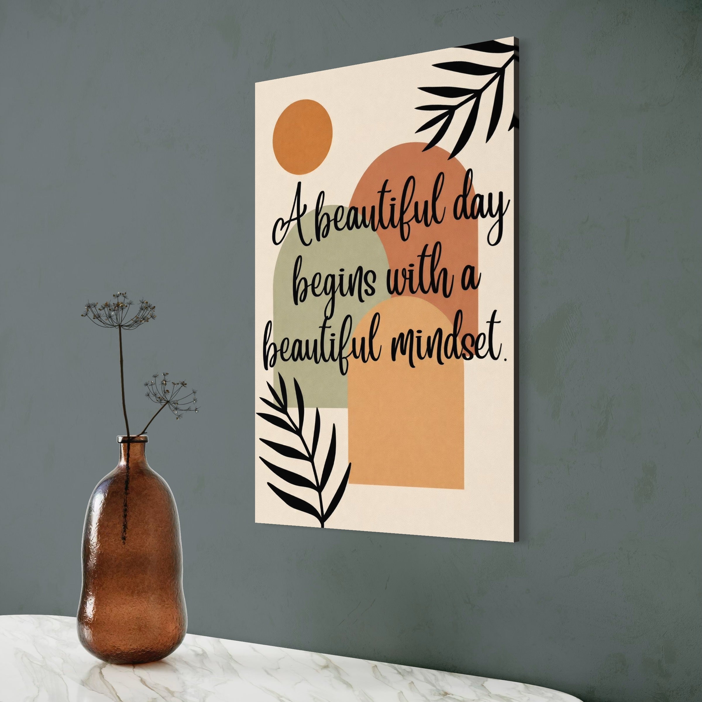 Tablou Canvas Premium, LuxCanva® Q1049, Armonia Mintii, Optimism, Echilibru, Zen, Energie, Mesaj, Motivational, Natural, Senin, Birou, Dormitor