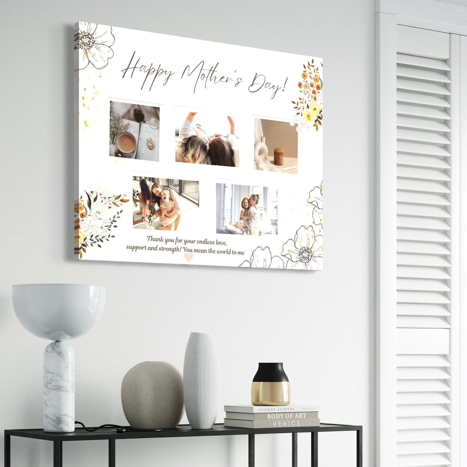 Tablou Canvas Personalizat cu 5 Poze Pentru Mama "Happy Mother's Day", PS141