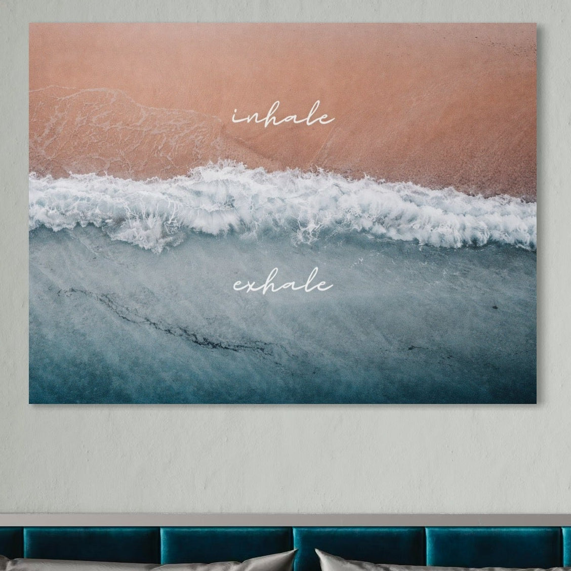 Tablou Canvas Premium, LuxCanva® Q1050, Orizont Interior, Plaja, Apa, Nisip, Relaxare, Armonie, Valuri, Pace, Meditatie, Birou, Dormitor