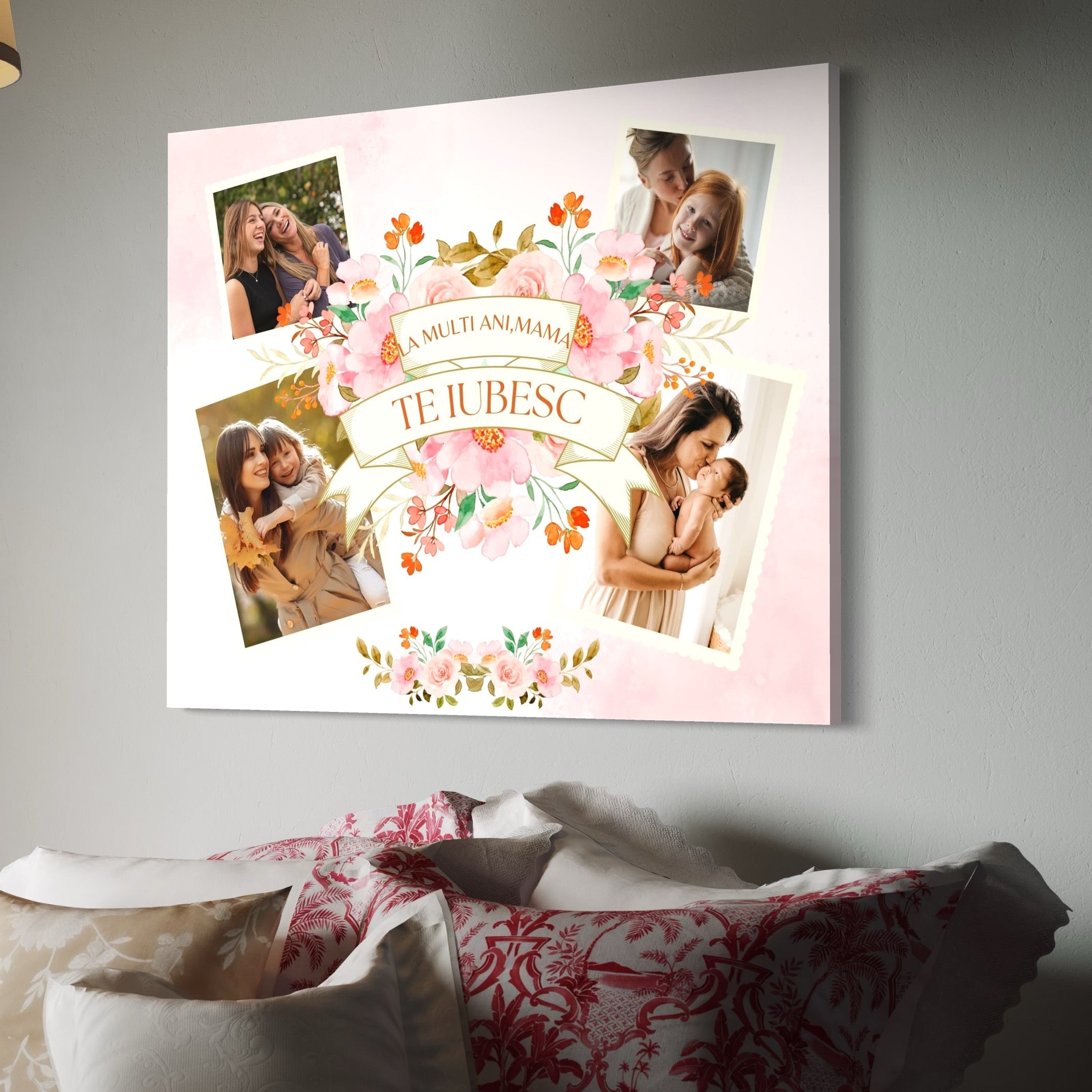 Tablou Canvas Personalizat cu 4 Poze Pentru Mama "La Multi Ani, Mama", PS143