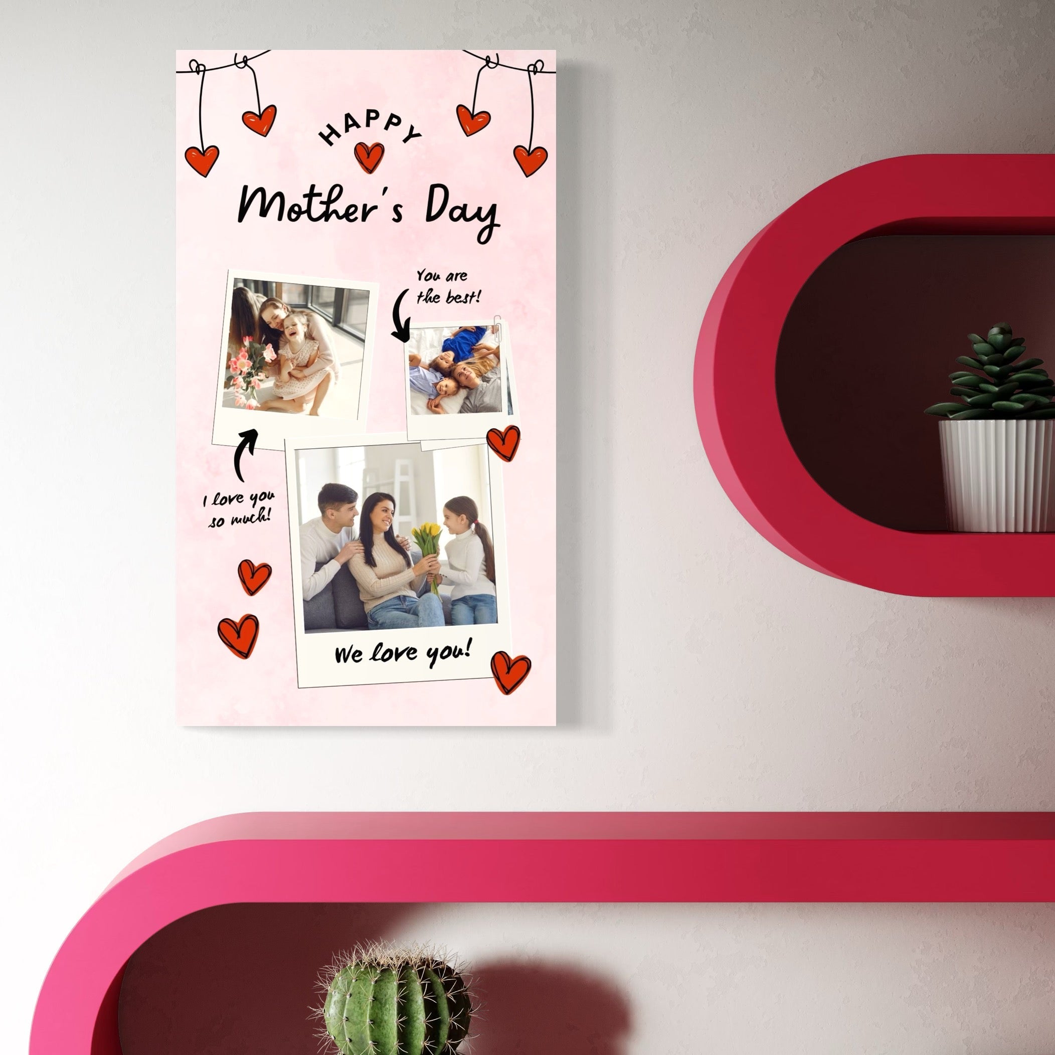 Tablou Canvas Personalizat cu 3 Poze Pentru Mama "Happy Mother's Day", PS144