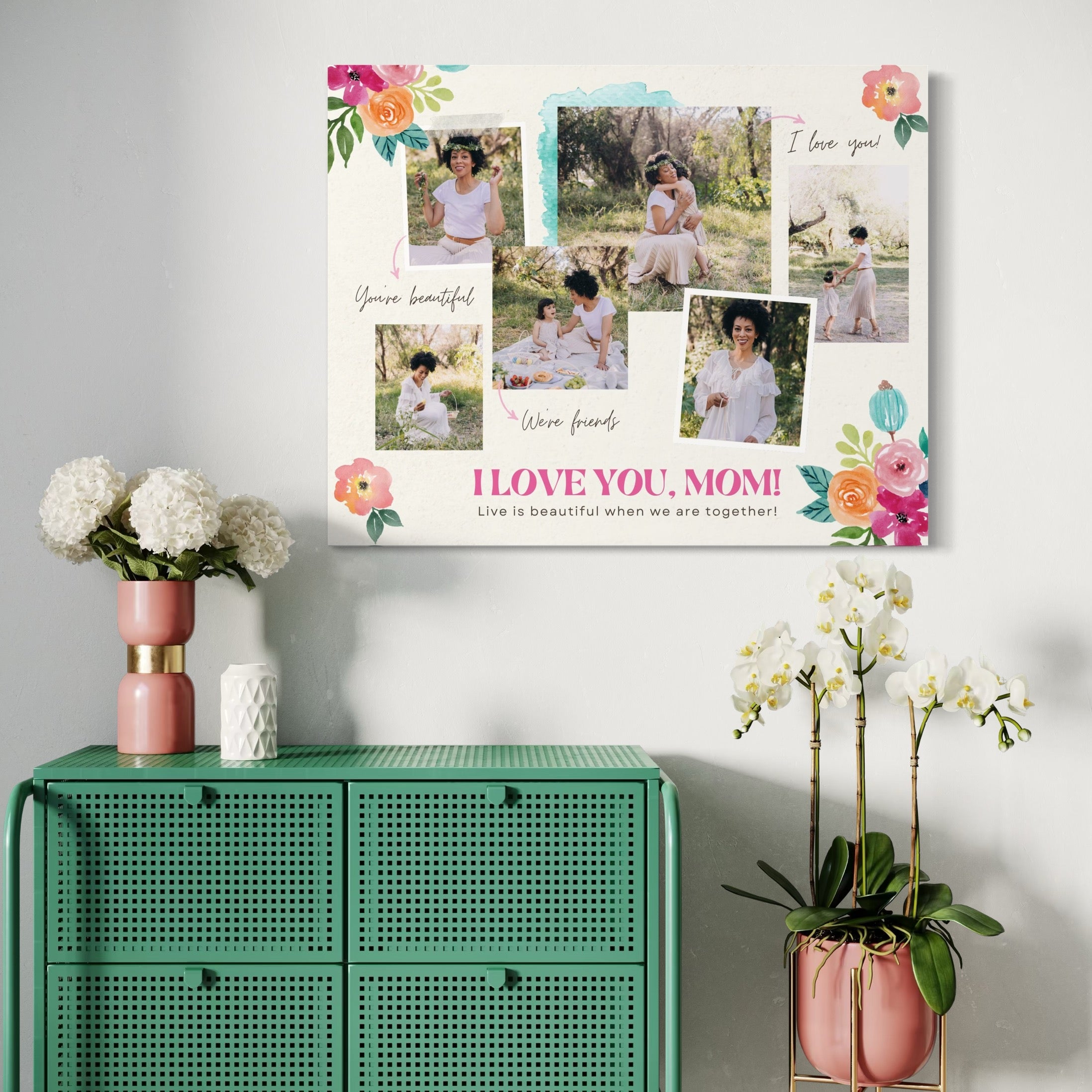 Tablou Canvas Personalizat cu 6 Poze Pentru Mama "I Love You, Mom", PS145