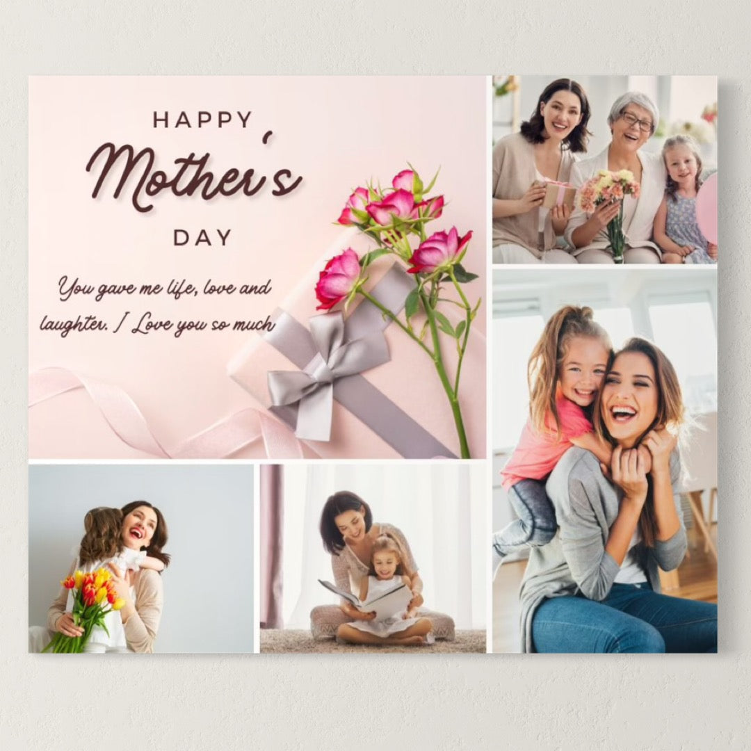 Tablou Canvas Personalizat cu 4 Poze Pentru Mama "Happy Mother's Day", PS146