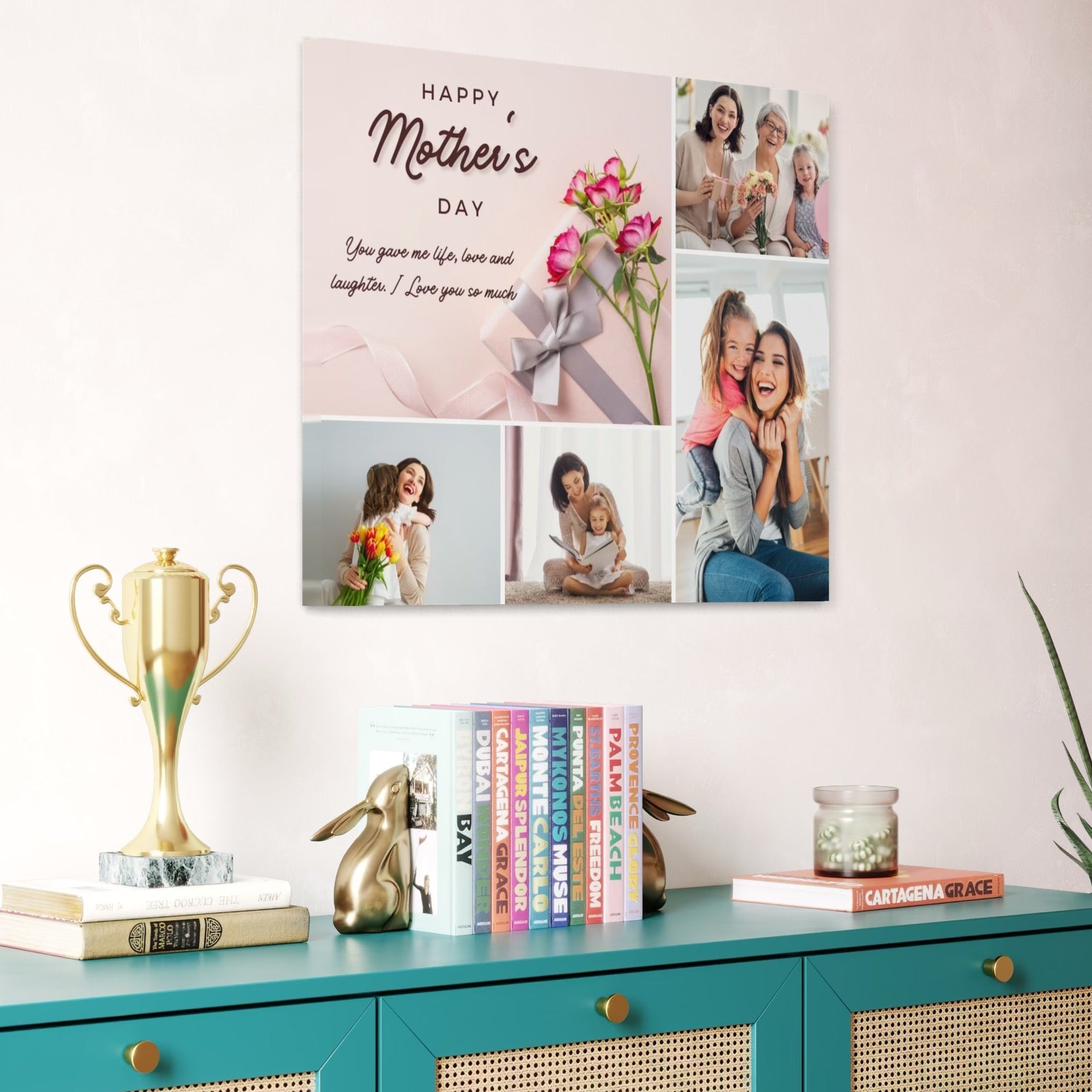 Tablou Canvas Personalizat cu 4 Poze Pentru Mama "Happy Mother's Day", PS146