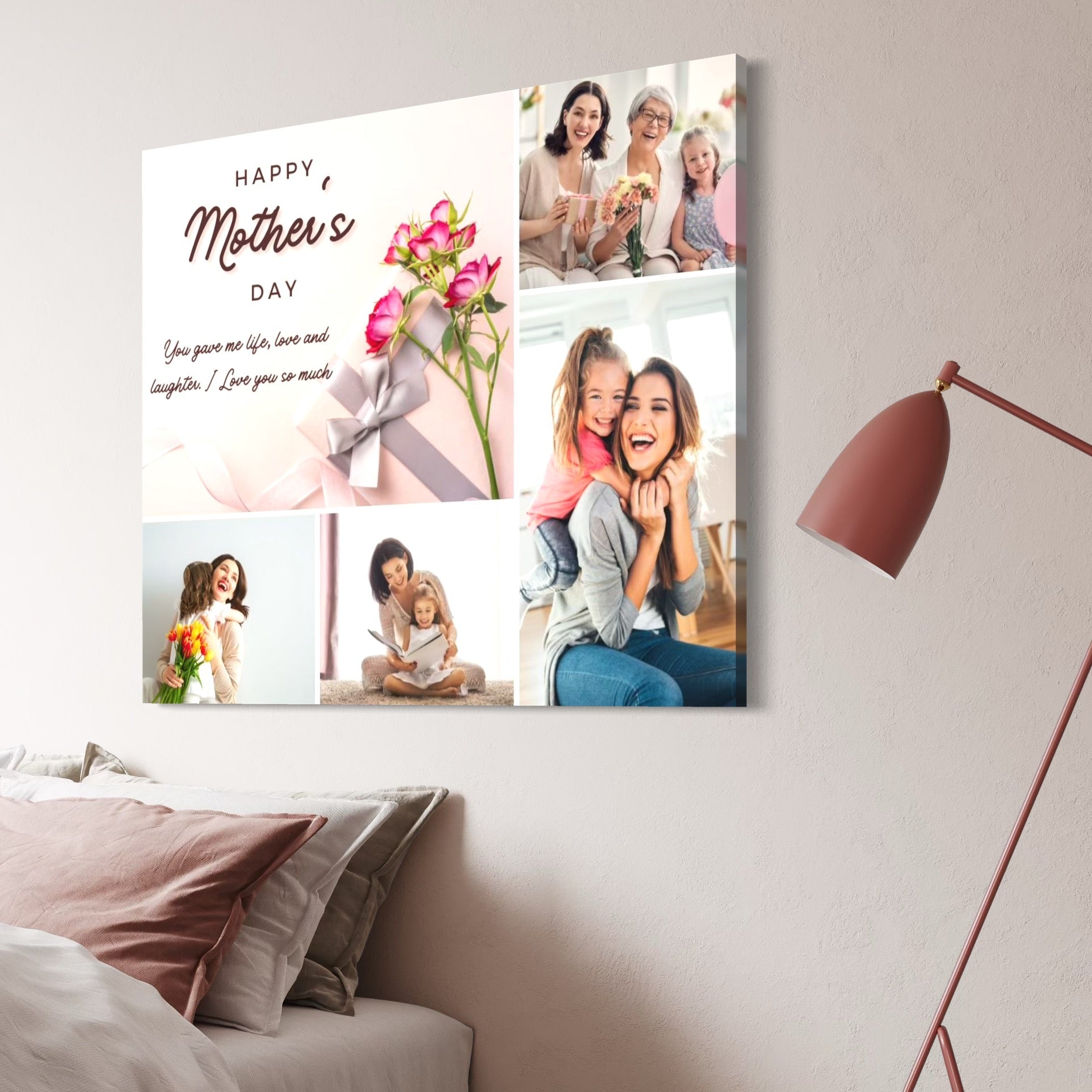Tablou Canvas Personalizat cu 4 Poze Pentru Mama "Happy Mother's Day", PS146