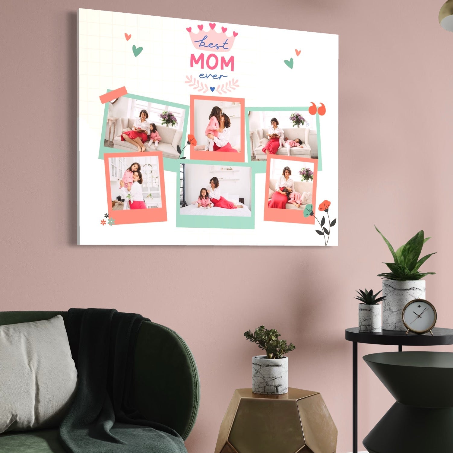 Imagine cu tablou canvas personalizat cu fotografii de familie, tiparita pe panza canvas