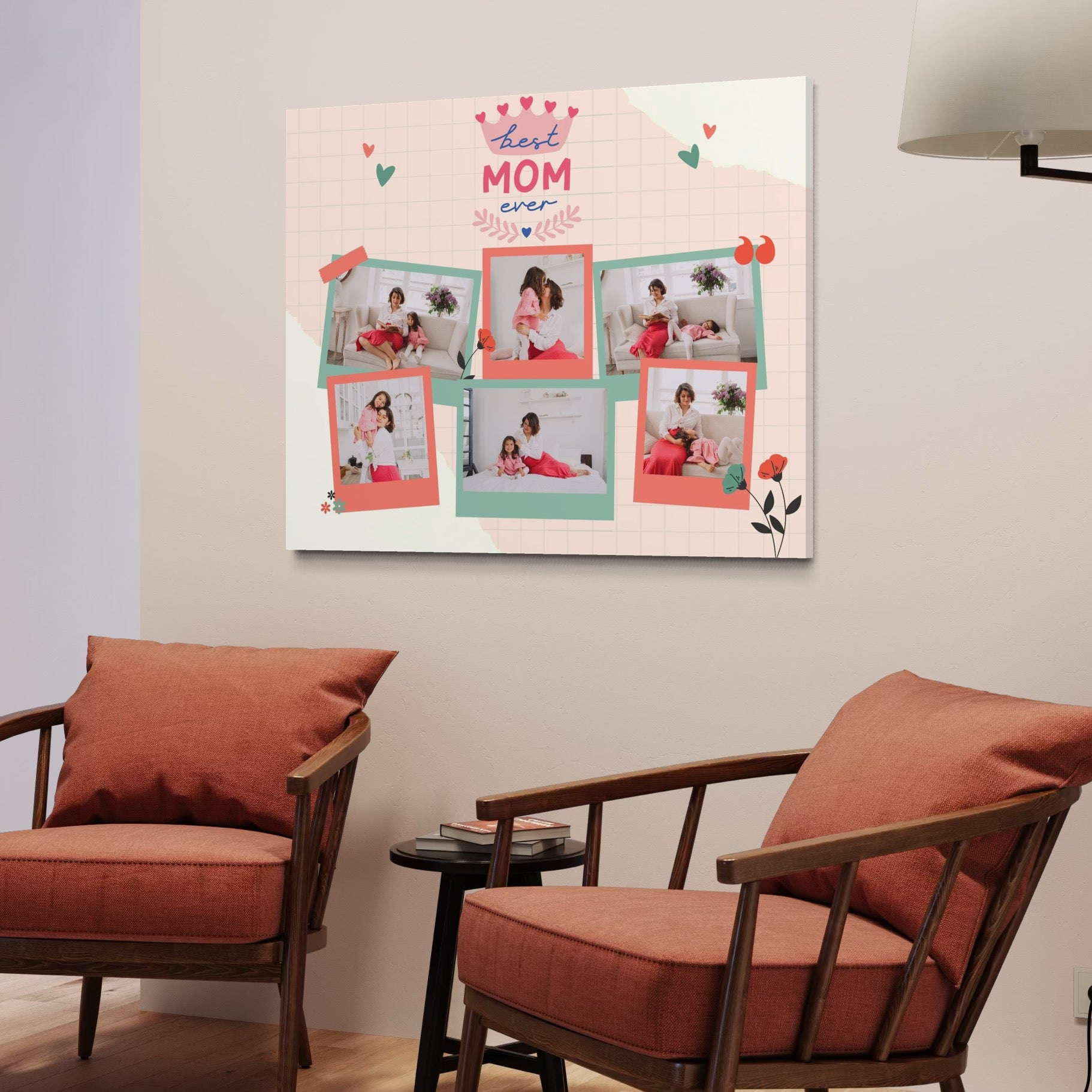 Tablou Canvas Personalizat cu 6 Poze Pentru Mama "Best Mom Ever", PS148