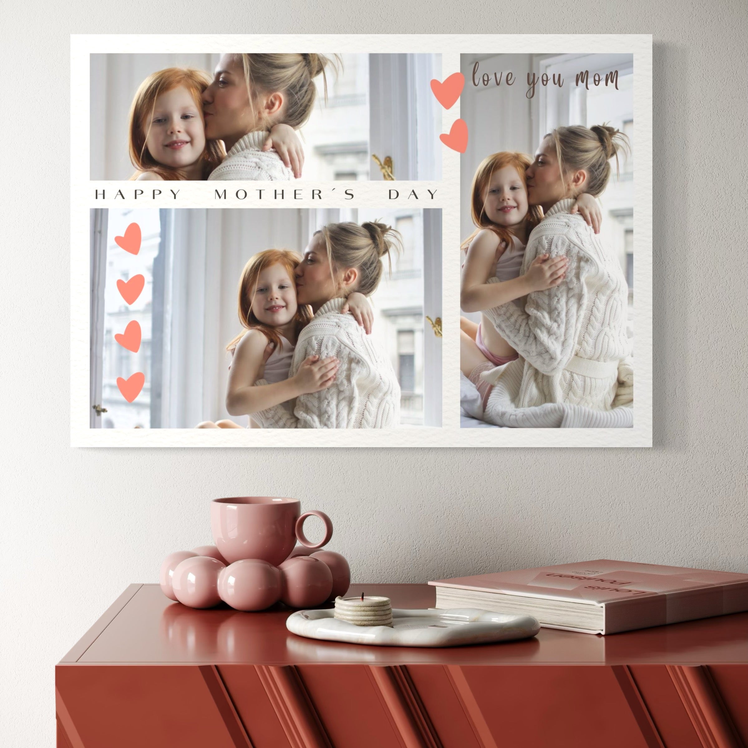 Tablou Canvas Personalizat cu 3 Poze Pentru Mama "Happy Mother's Day", PS149