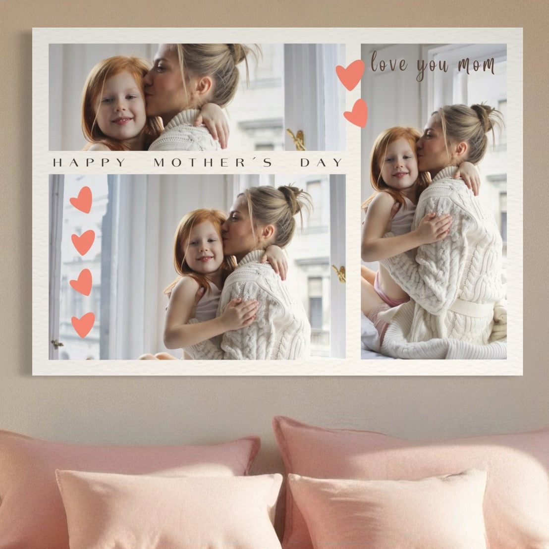 Tablou Canvas Personalizat cu 3 Poze Pentru Mama "Happy Mother's Day", PS149