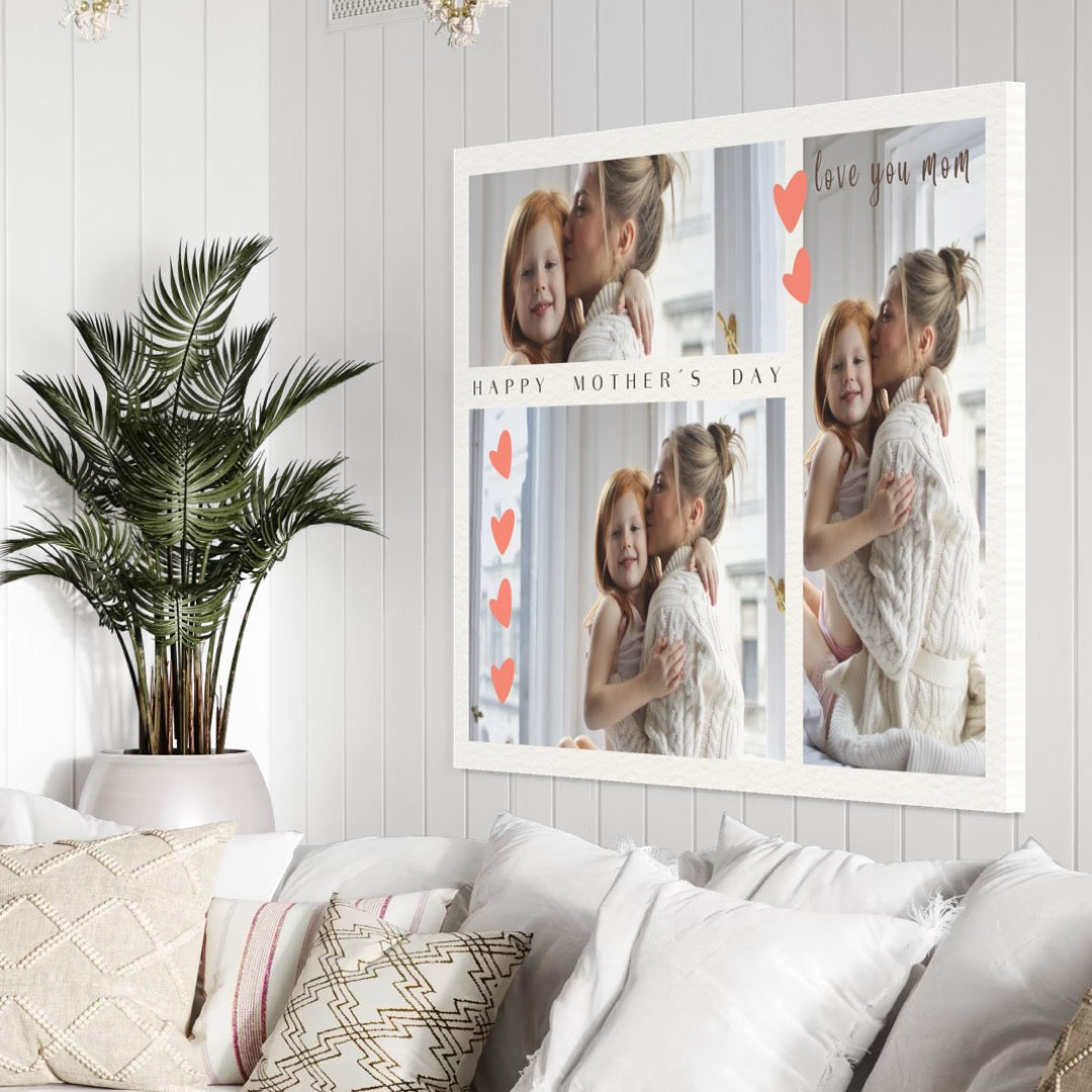 Tablou Canvas Personalizat cu 3 Poze Pentru Mama "Happy Mother's Day", PS149