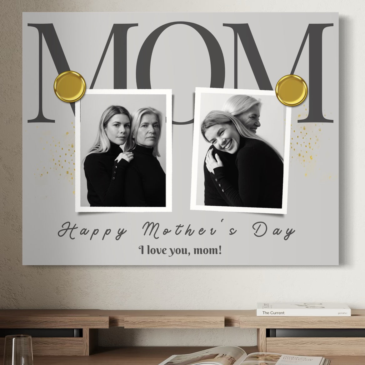 Tablou Canvas Personalizat cu 2 Poze Pentru Mama "Happy Mother's Day", PS150