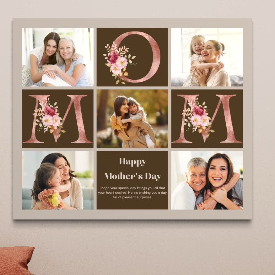 Tablou Canvas Personalizat cu 5 Poze Pentru Mama "Happy Mother's Day", PS151