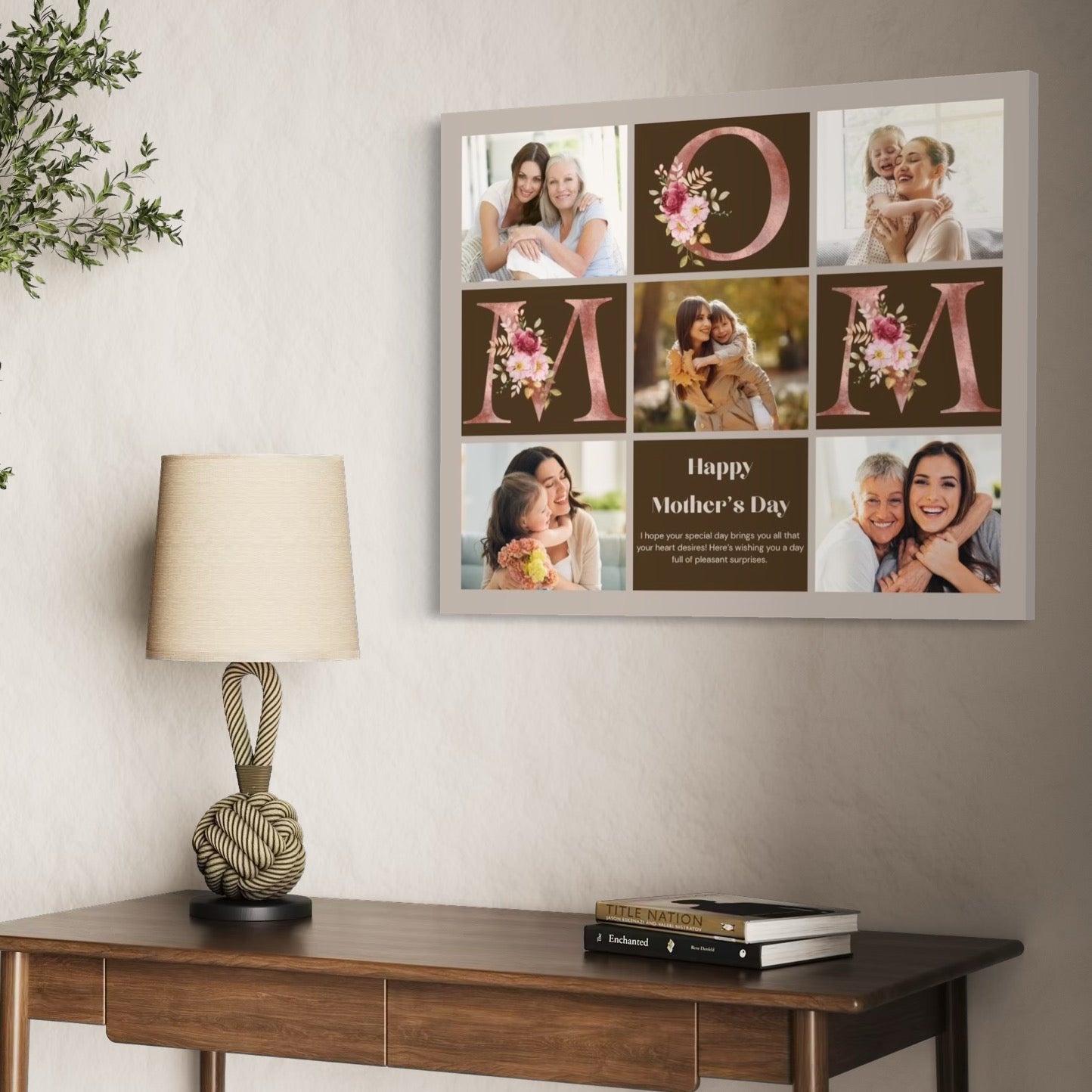 Tablou Canvas Personalizat cu 5 Poze Pentru Mama "Happy Mother's Day", PS151