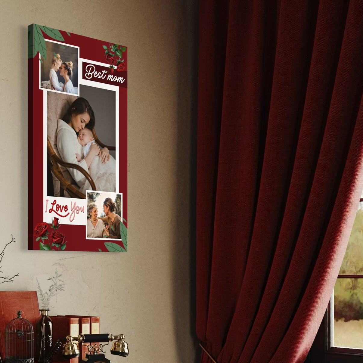 Imagine cu tablou canvas personalizat cu fotografii de familie, tiparita pe panza canvas
