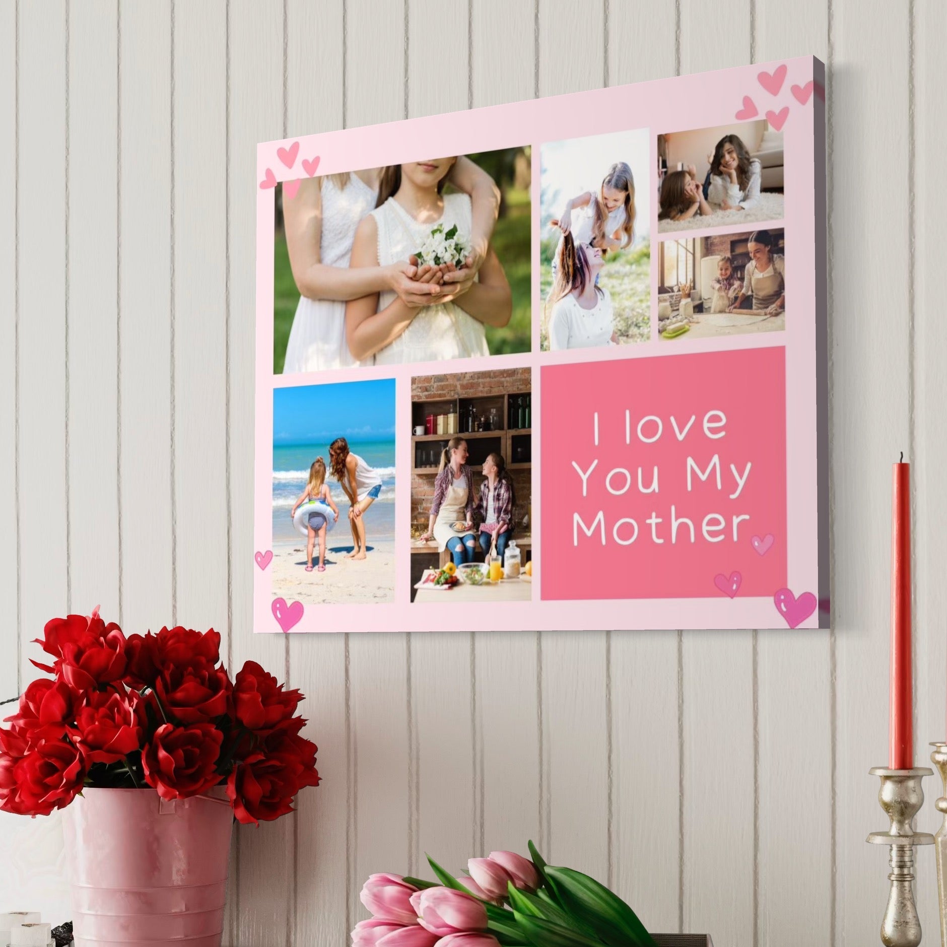 Tablou Canvas Personalizat cu 6 Poze Pentru Mama "I Love You My Mother", PS154